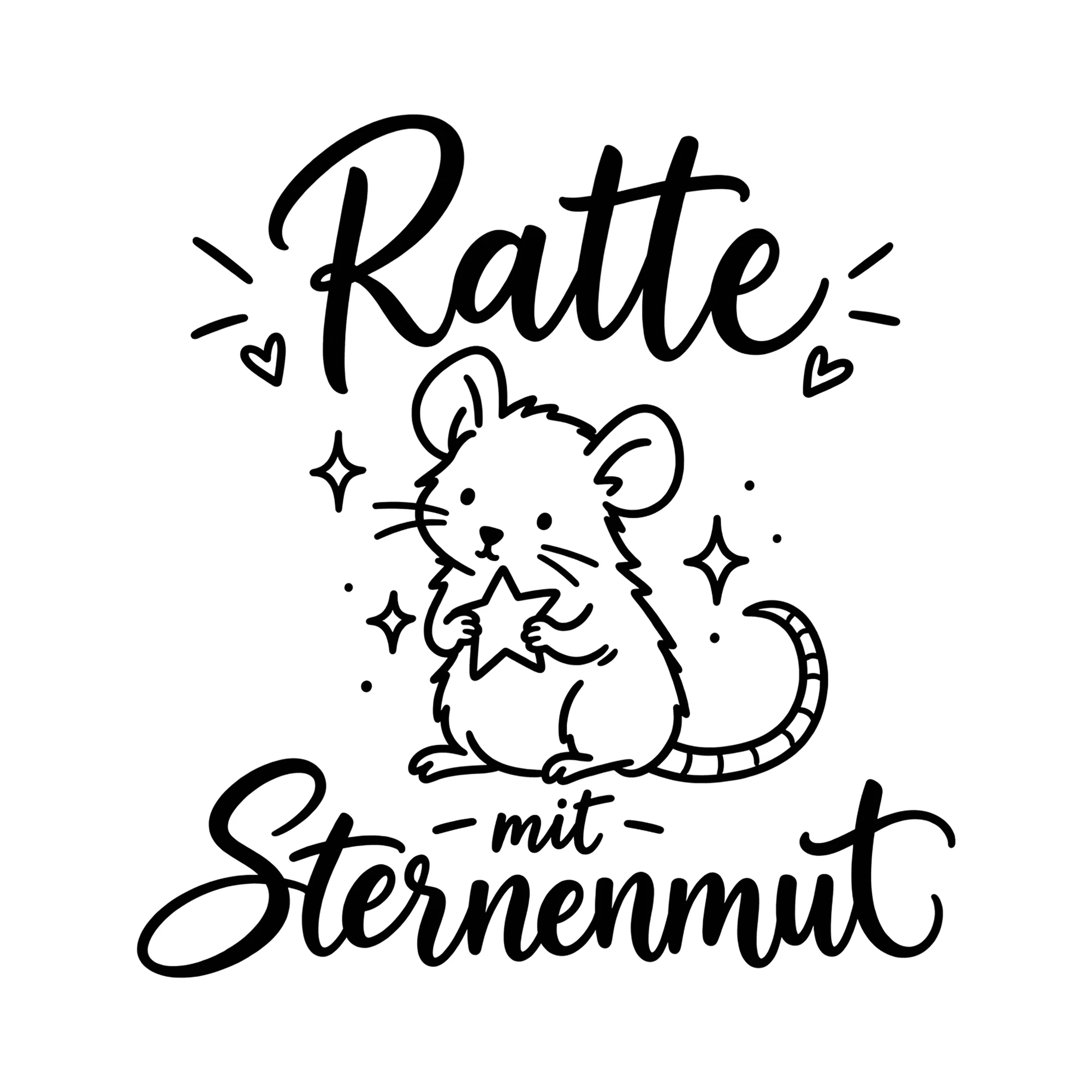 Bügelbild Ratte mit Sternenmut als Grafik auf weißem Hintergrund (BB014529)