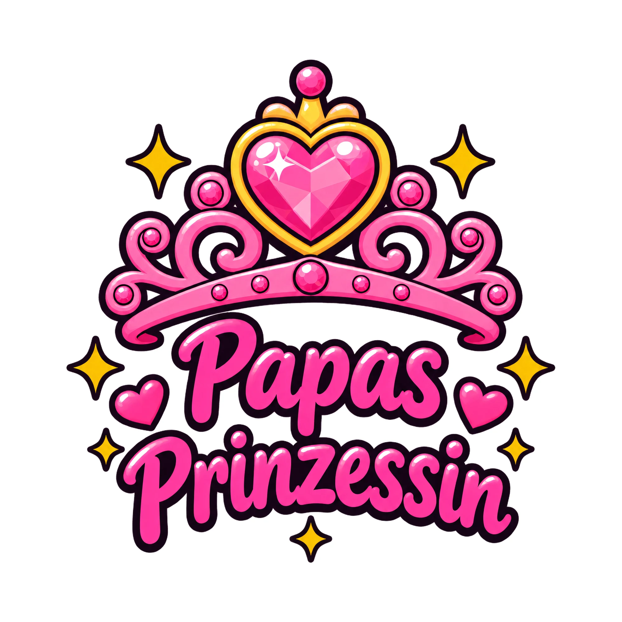 Bügelbild Papas Prinzessin, Mama Papa Shirt Spruch als Grafik auf weißem Hintergrund (BB016707)