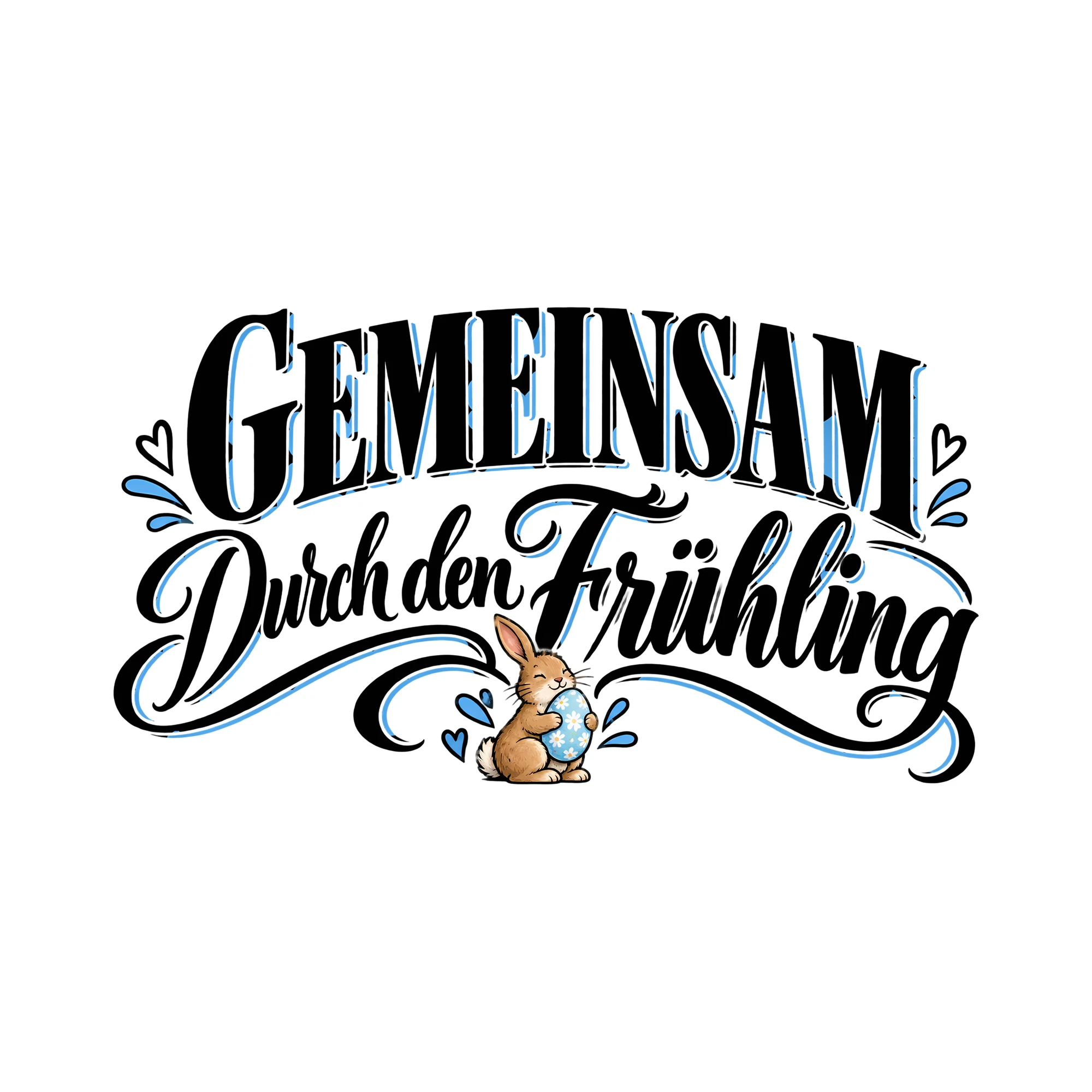 Bügelbild Gemeinsam durch den Frühling als Grafik auf weißem Hintergrund (BB013333)