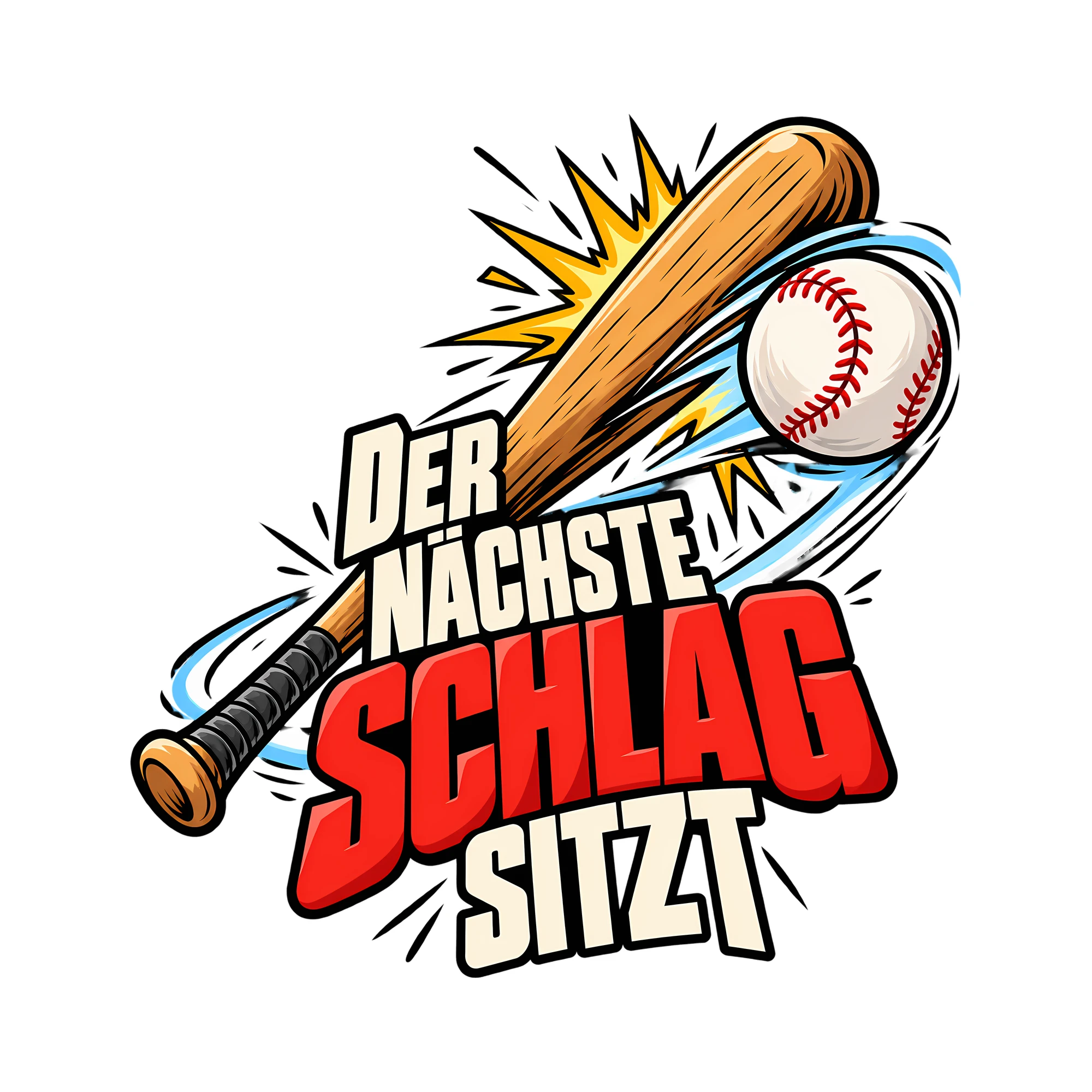Bügelbild DER NÄCHSTE SCHLAG SITZT als Grafik auf weißem Hintergrund (BB014201)