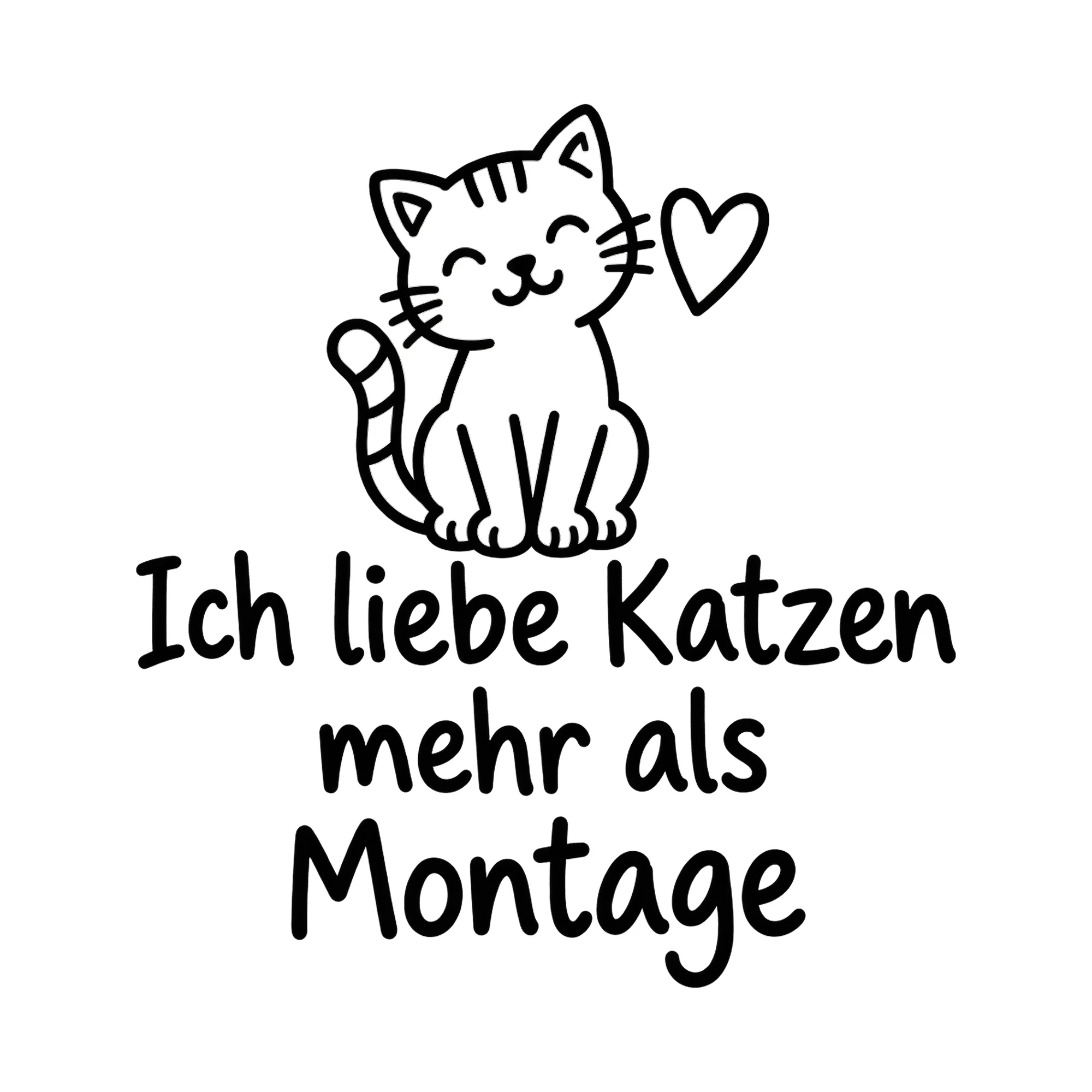 Bügelbild Ich liebe Katzen mehr als Montage, Tiere Shirt Spruch als Grafik auf weißem Hintergrund (BB016578)
