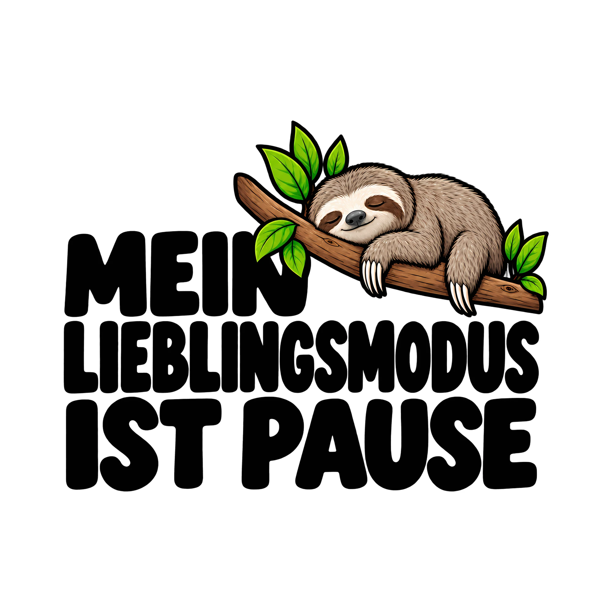 Bügelbild Mein Lieblingsmodus ist Pause als Grafik auf weißem Hintergrund (BB012829)