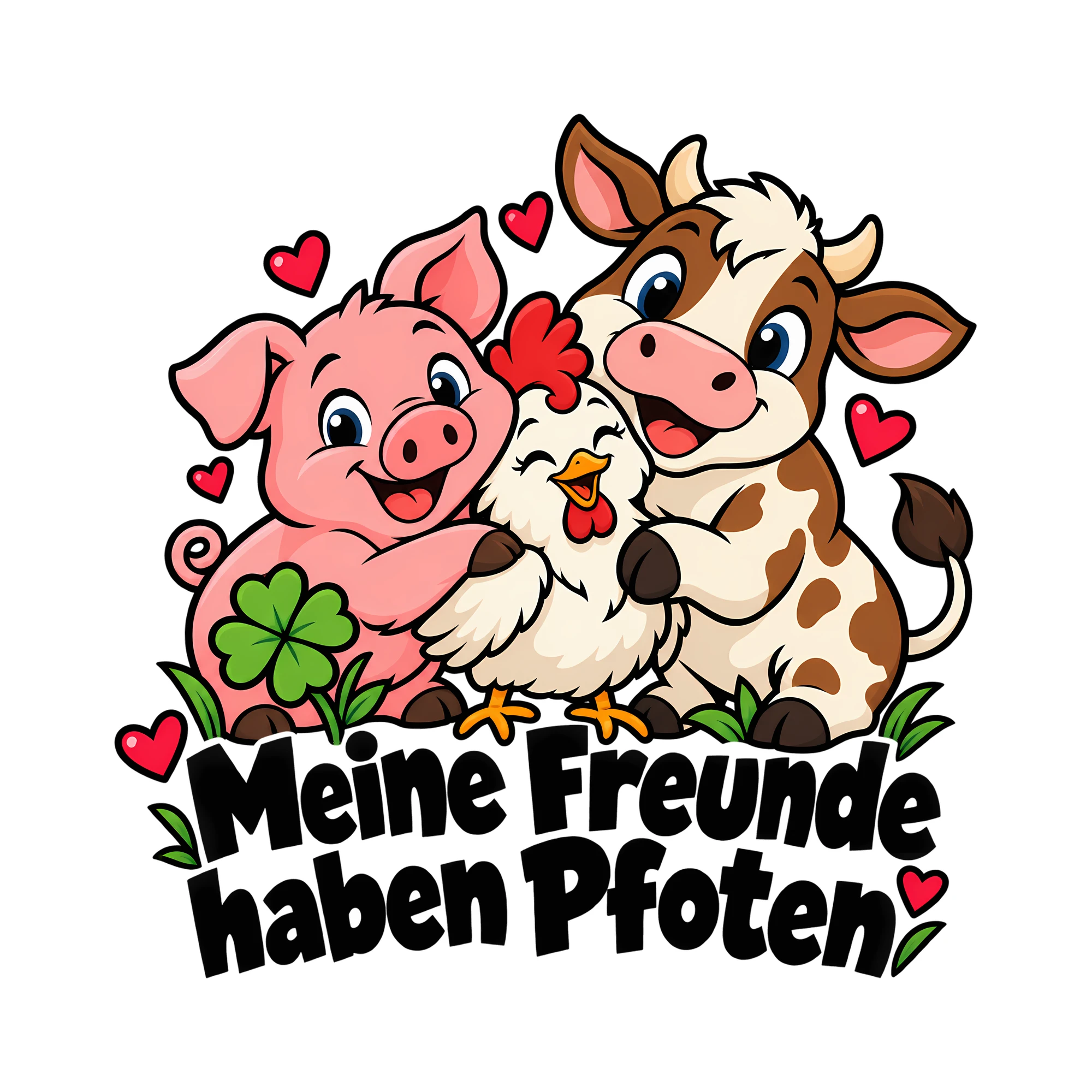Bügelbild Meine Freunde haben Pfoten als Grafik auf weißem Hintergrund (BB012235)