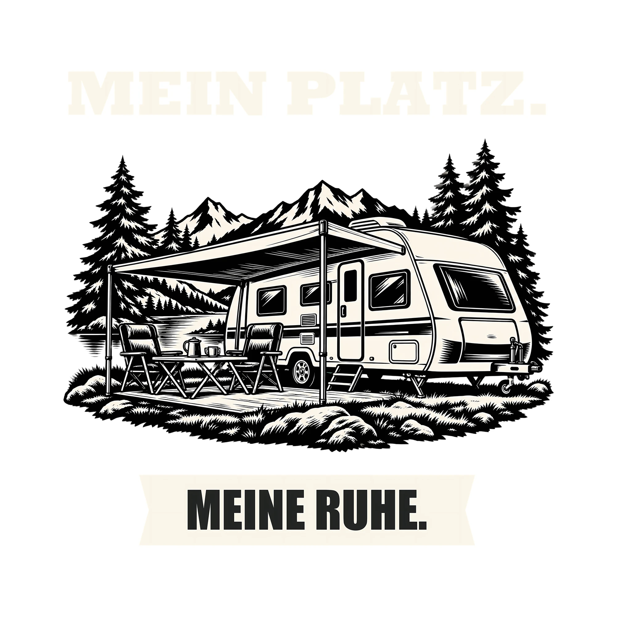 Bügelbild MEIN PLATZ. MEINE RUHE. als Grafik auf weißem Hintergrund (BB012712)