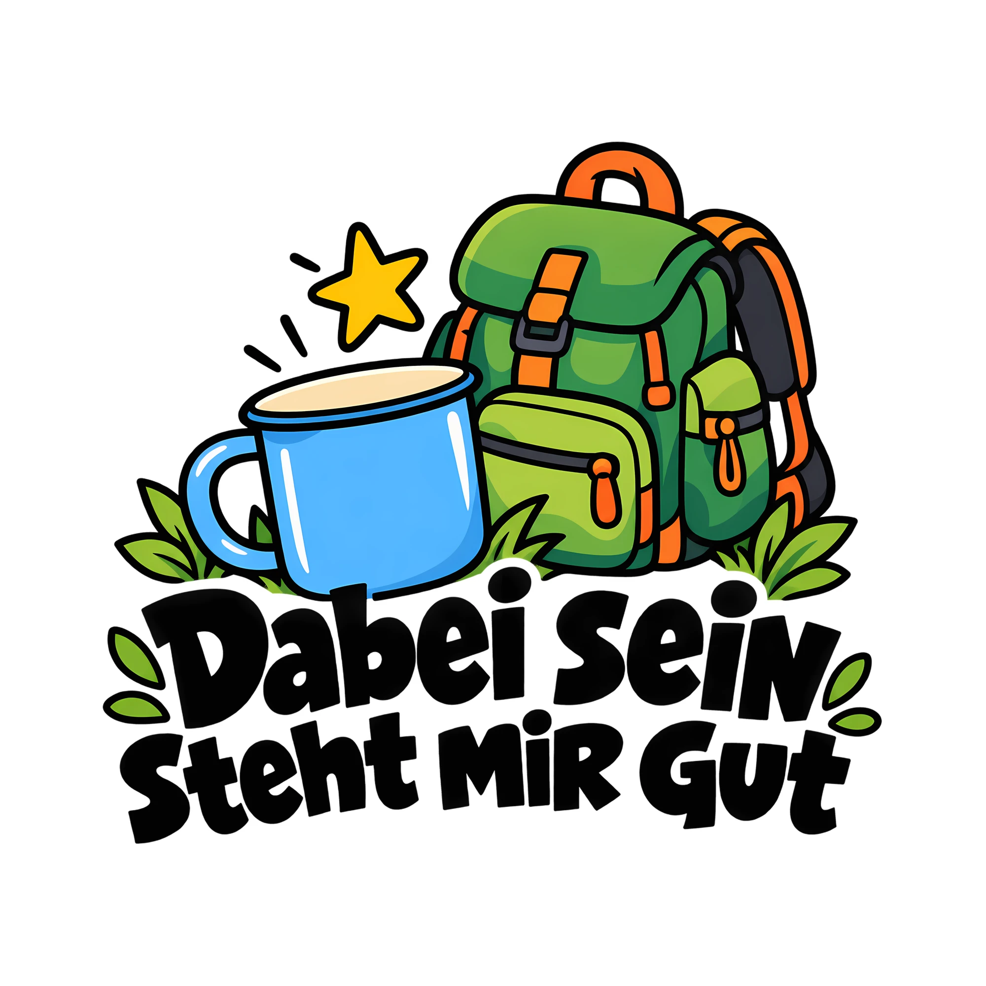 Bügelbild Dabei sein steht MIR GUT als Grafik auf weißem Hintergrund (BB014320)