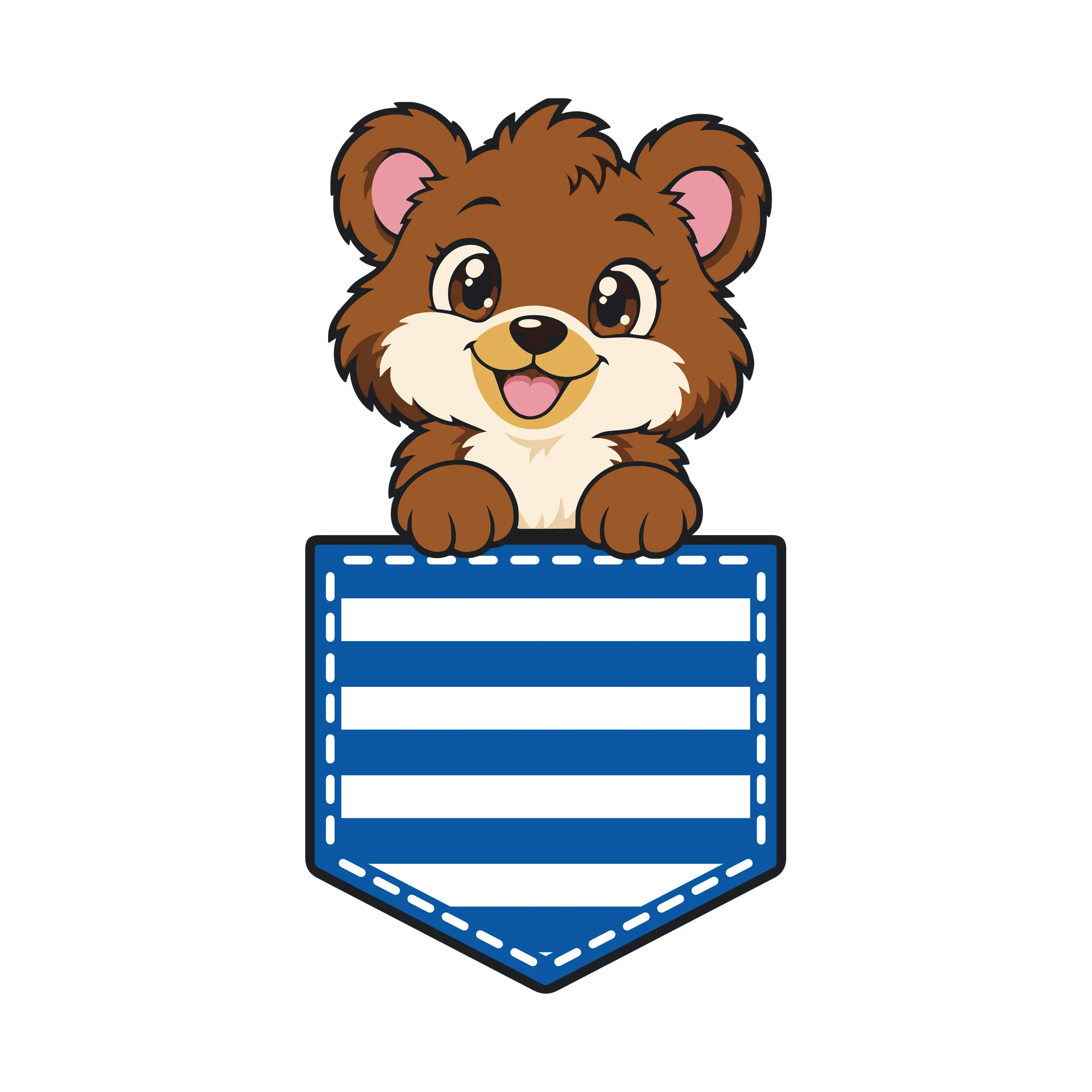 Bügelbild Brusttasche Bär als Grafik auf weißem Hintergrund (BB010657)