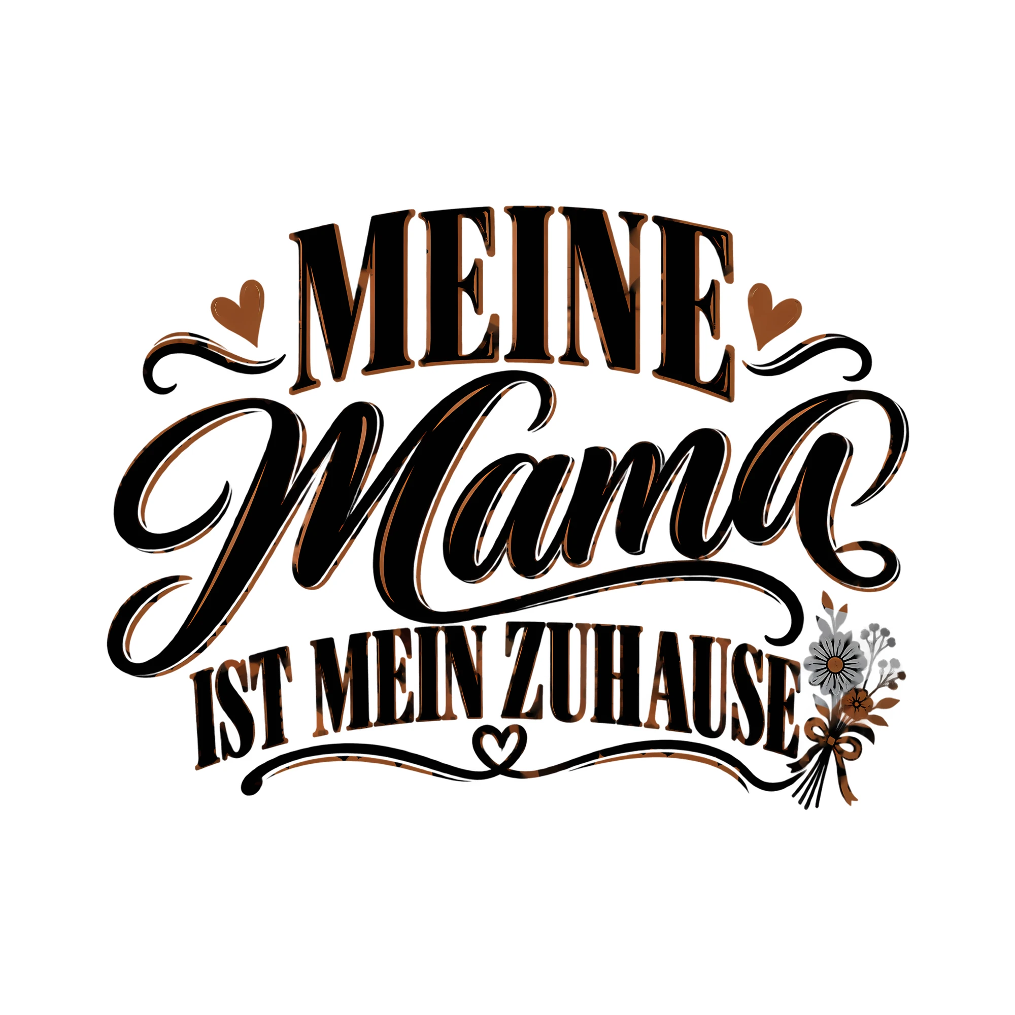 Bügelbild Meine Mama ist mein Zuhause als Grafik auf weißem Hintergrund (BB012369)