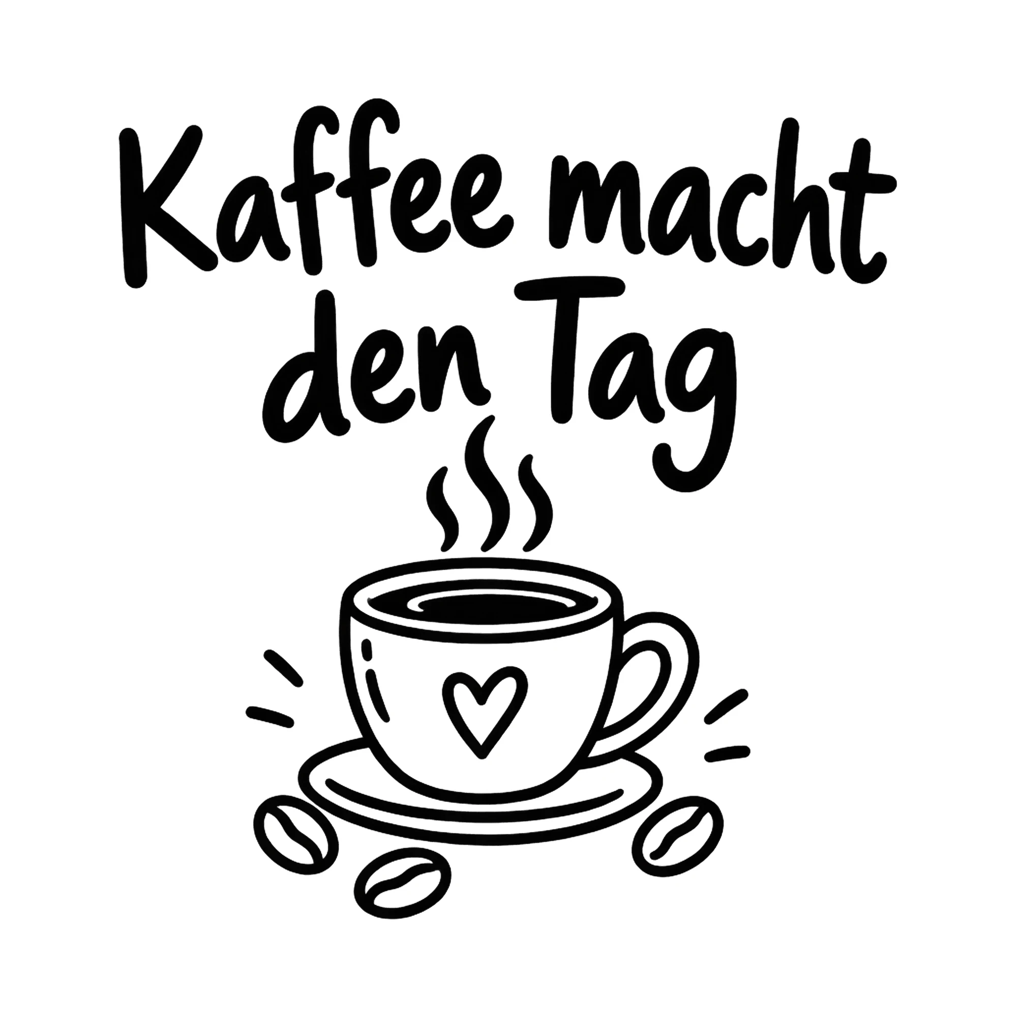 Bügelbild Kaffee macht den Tag als Grafik auf weißem Hintergrund (BB018478)