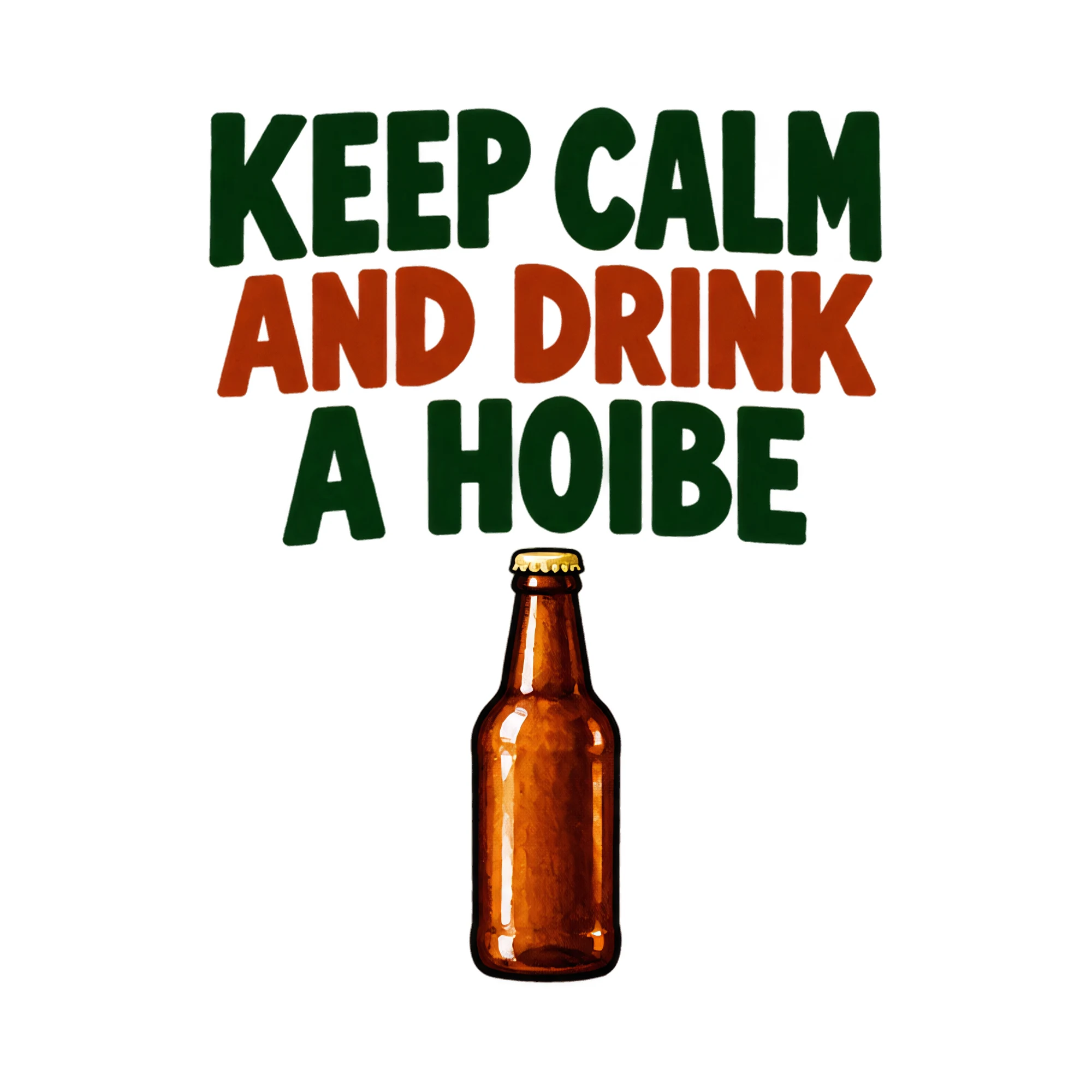 Bügelbild Keep Calm And Drink A Hoibe, Lustiger Shirt Spruch als Grafik auf weißem Hintergrund (BB017491)