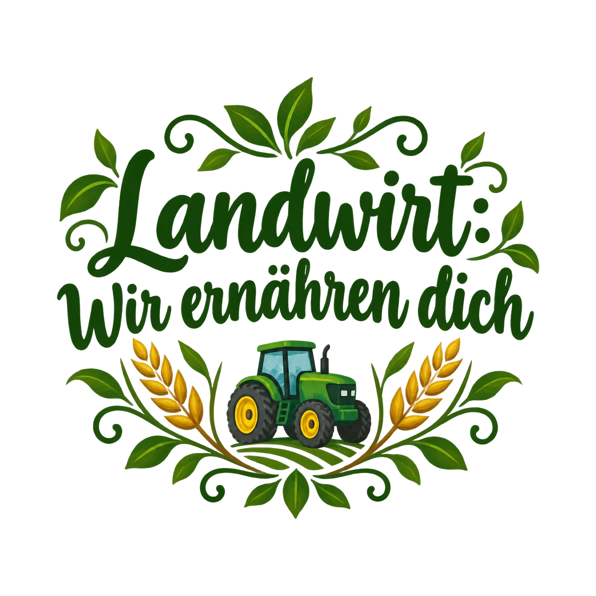 Bügelbild Landwirt: Wir ernähren dich als Grafik auf weißem Hintergrund (BB018637)