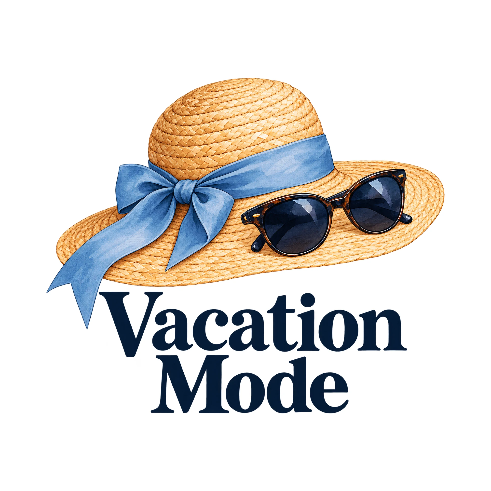 Bügelbild Vacation Mode, Urlaub Shirt Spruch als Grafik auf weißem Hintergrund (BB015393)