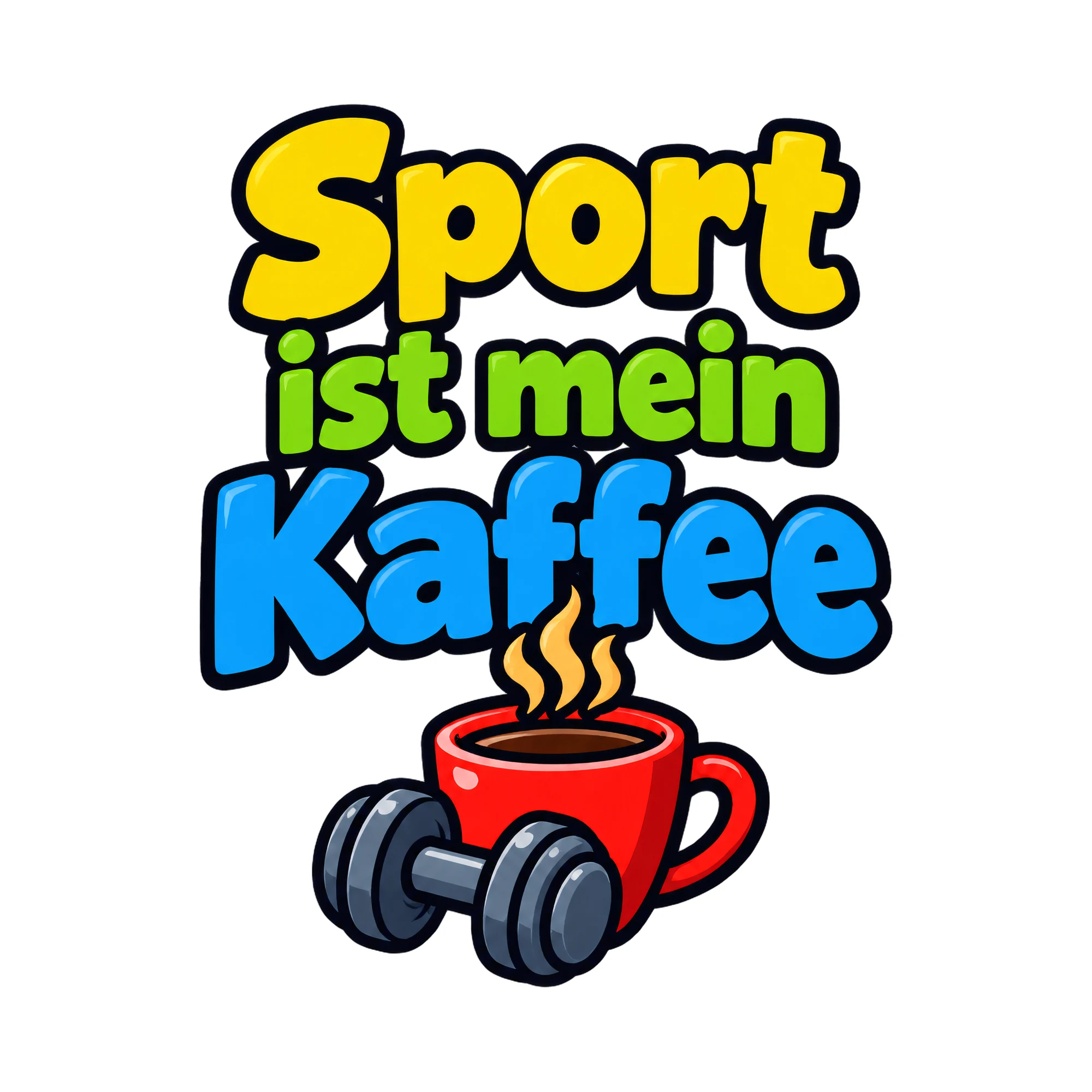 Bügelbild Sport ist mein Kaffee, Sport Shirt Spruch als Grafik auf weißem Hintergrund (BB016512)