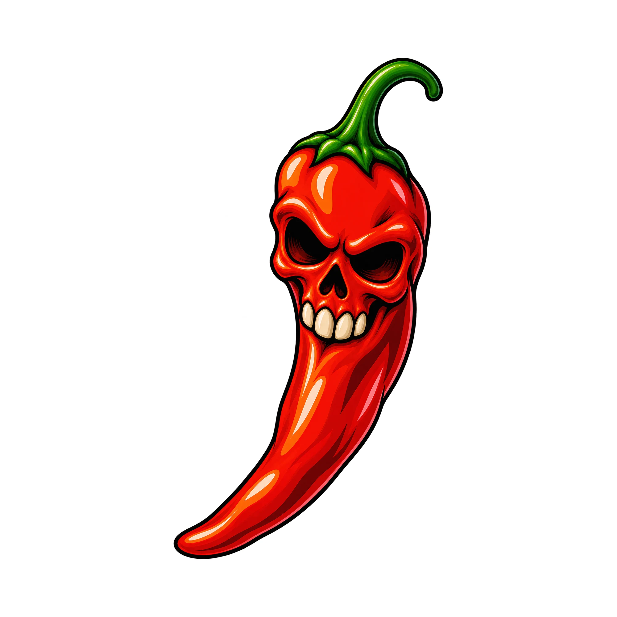 Bügelbild Super Scharfe Chili Scull, Lustiger Shirt Motiv als Grafik auf weißem Hintergrund (BB015852)