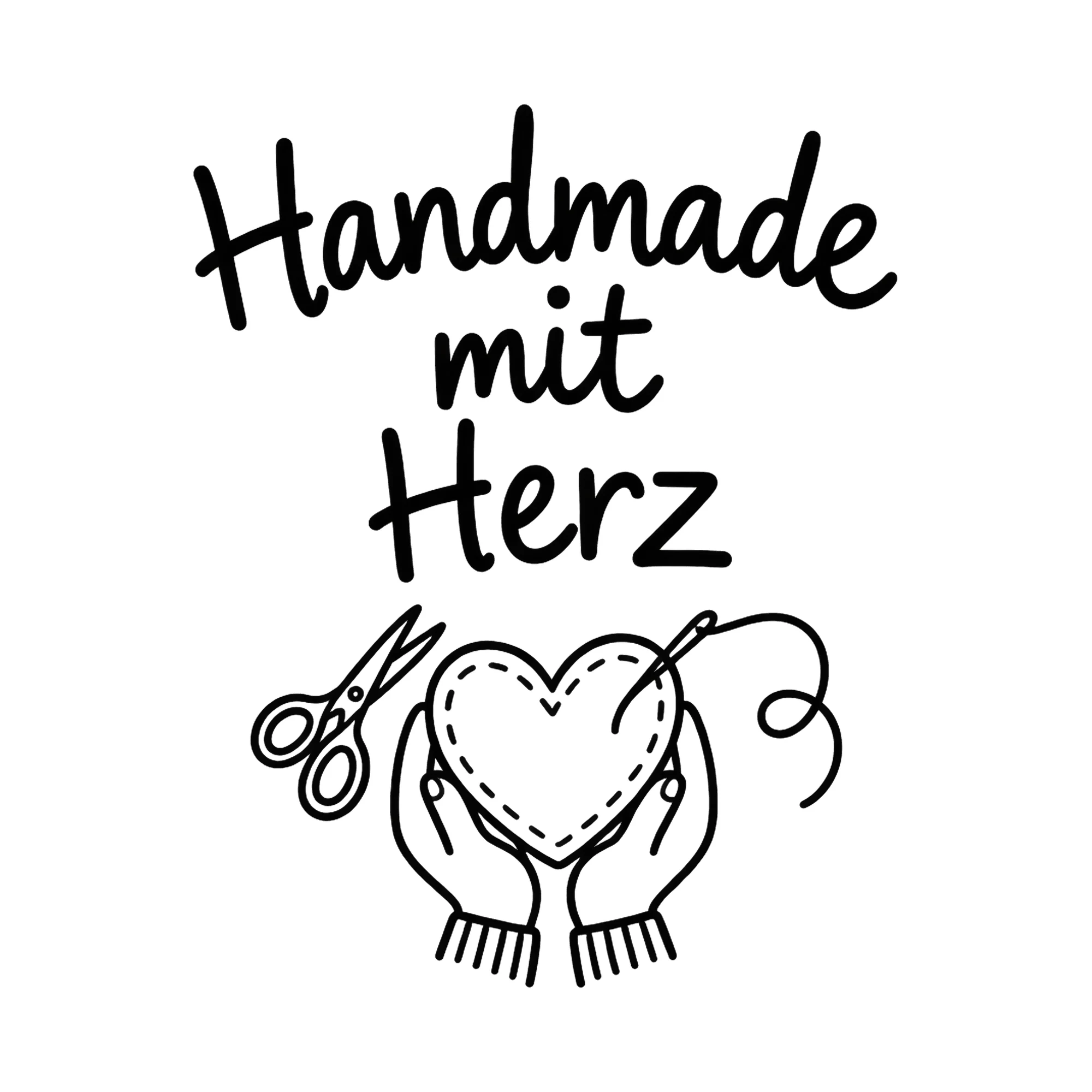 Bügelbild Handmade mit Herz, Hobby Shirt Spruch als Grafik auf weißem Hintergrund (BB016540)