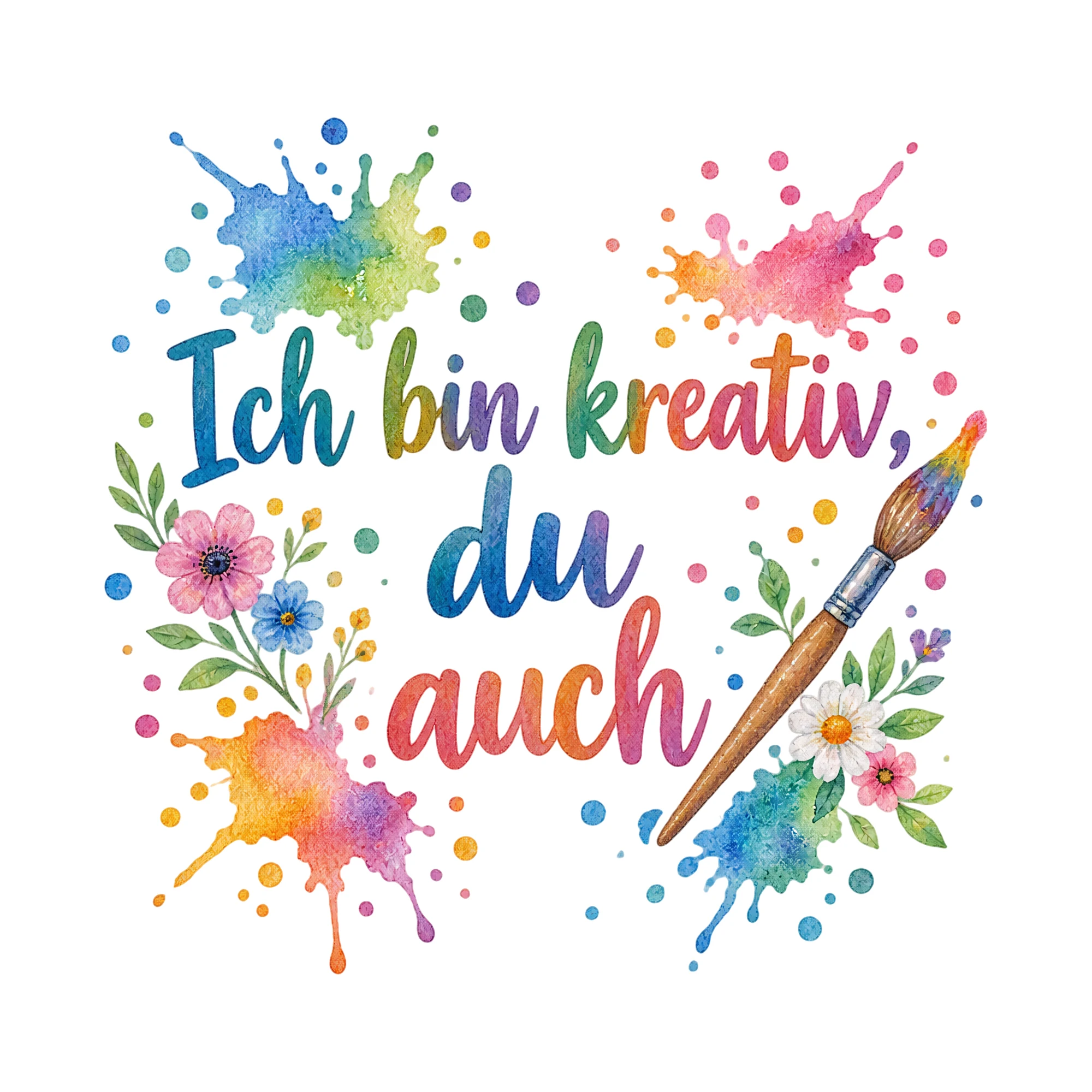 Bügelbild Ich bin kreativ, du auch als Grafik auf weißem Hintergrund (BB018530)