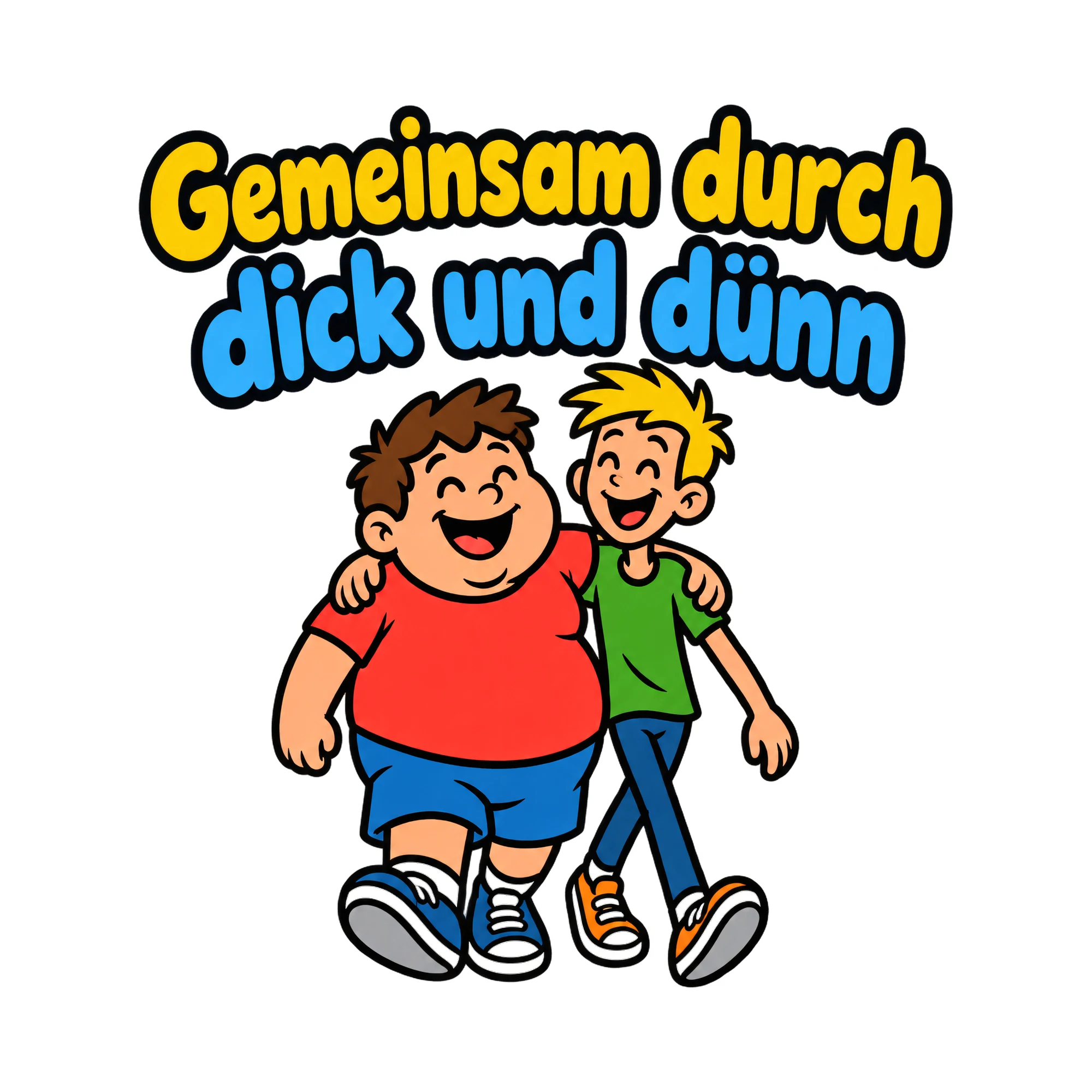 Bügelbild Gemeinsam durch dick und dünn als Grafik auf weißem Hintergrund (BB019113)