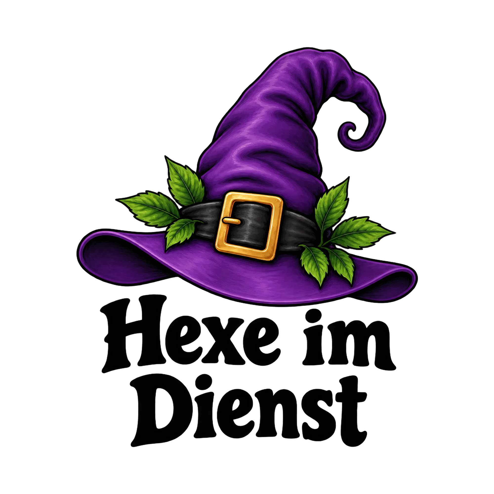Bügelbild Hexe im Dienst, Halloween Shirt Spruch als Grafik auf weißem Hintergrund (BB017018)
