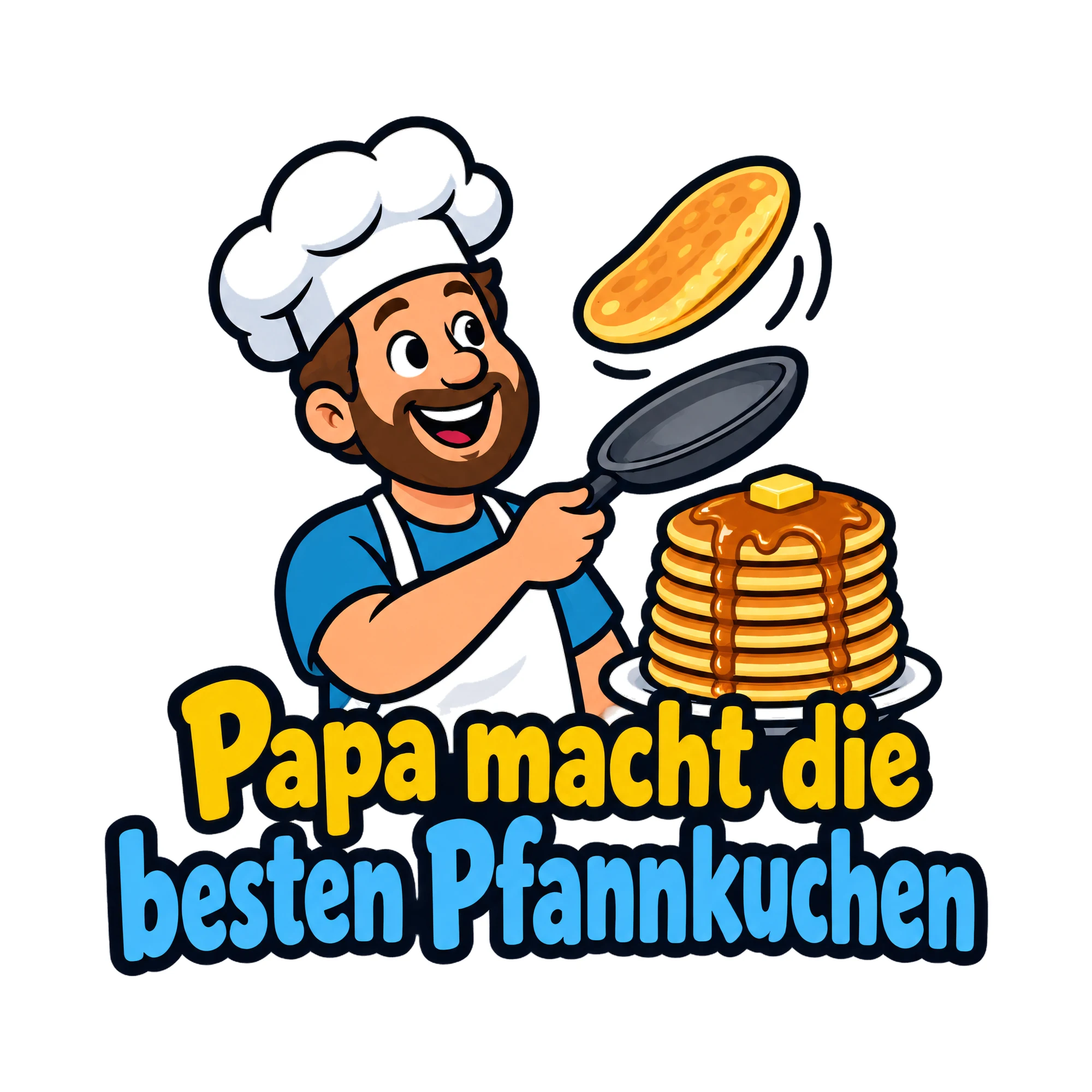 Bügelbild Papa macht die besten Pfannkuchen als Grafik auf weißem Hintergrund (BB019211)