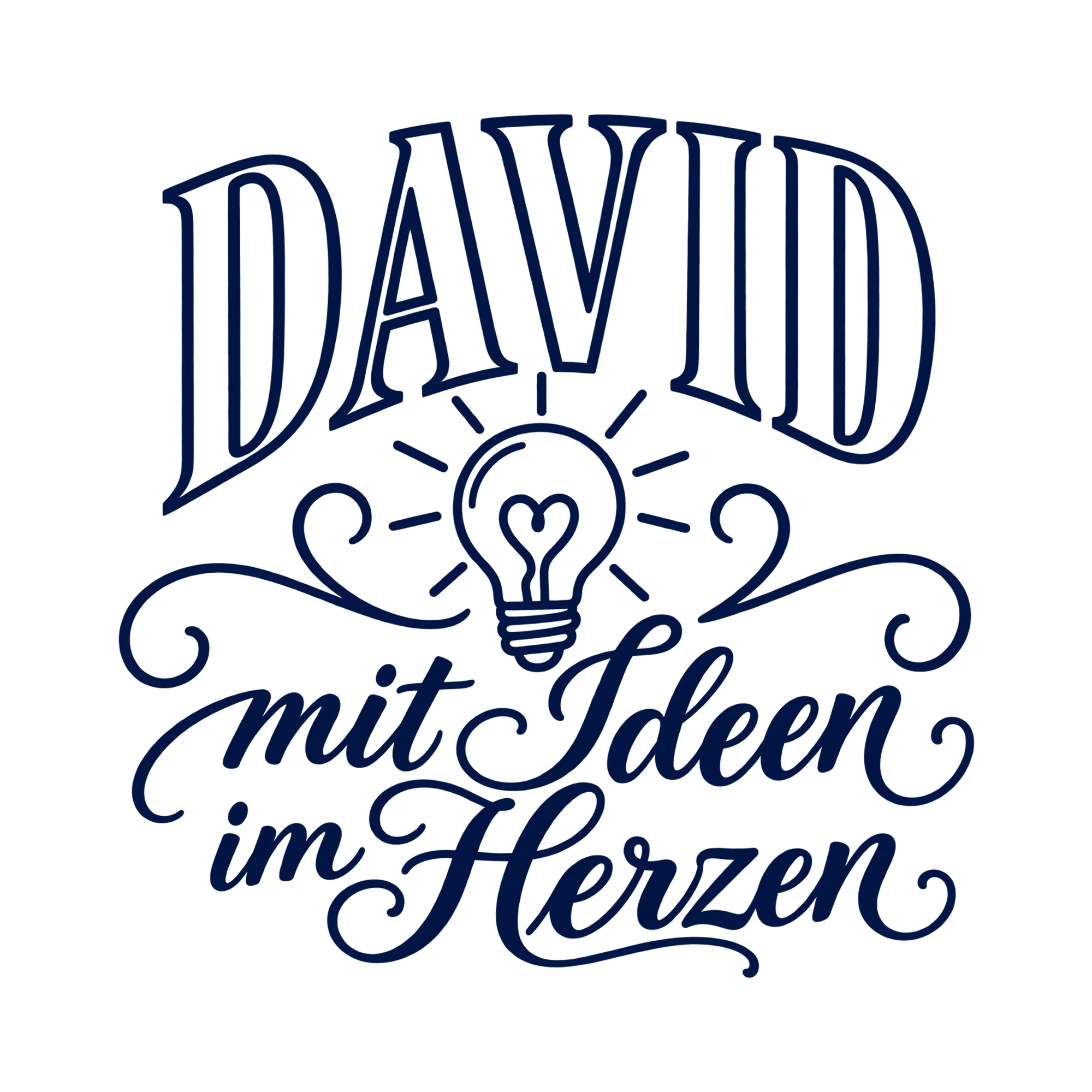 Bügelbild David mit Ideen im Herzen als Grafik auf weißem Hintergrund (BB013578)