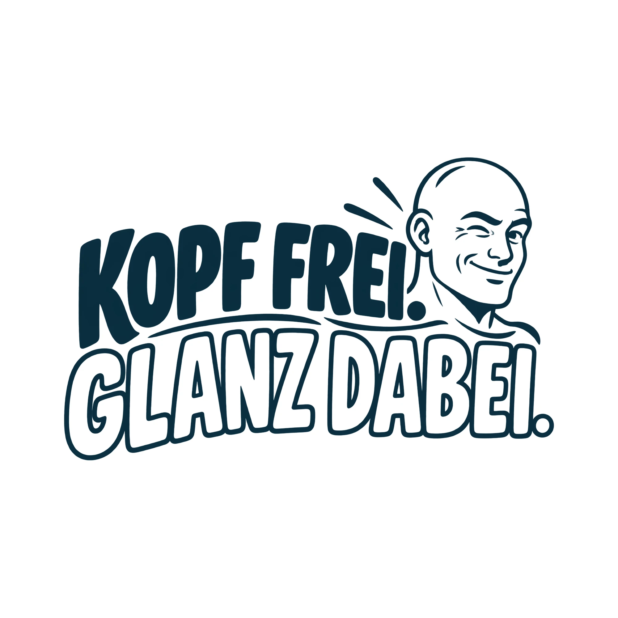 Bügelbild KOPF FREI. GLANZ DABEI. als Grafik auf weißem Hintergrund (BB013991)