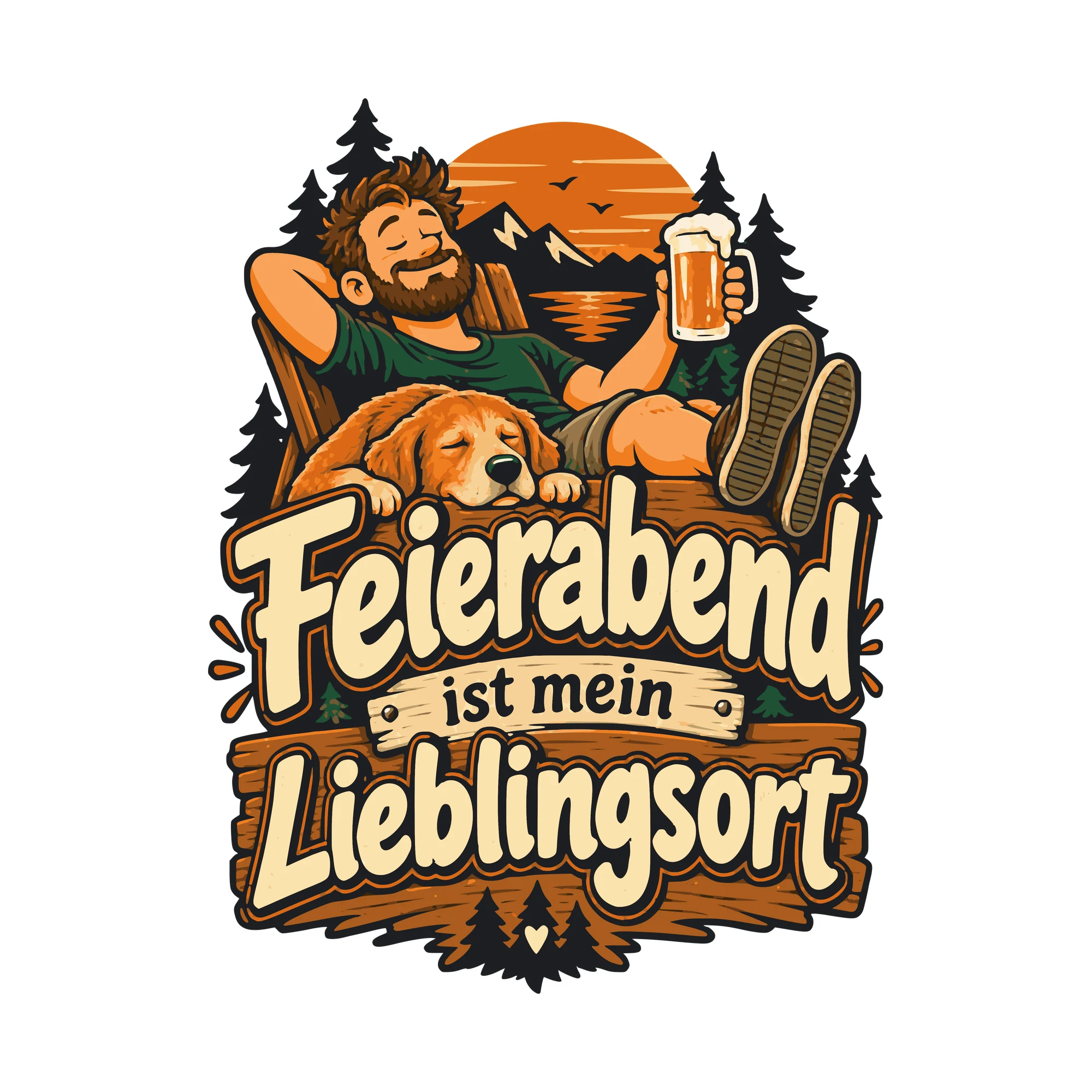 Bügelbild Feierabend ist mein Lieblingsort als Grafik auf weißem Hintergrund (BB011063)