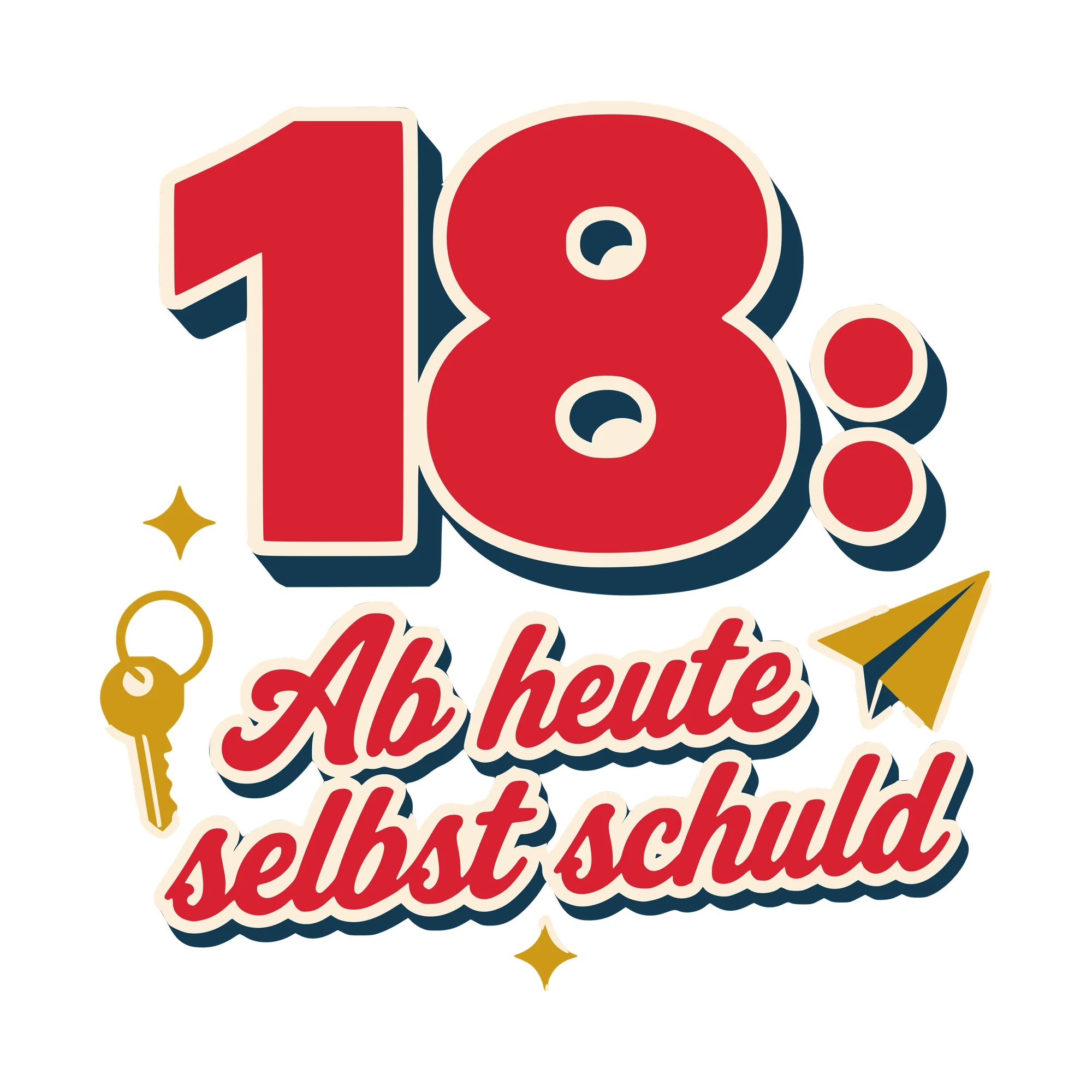 Bügelbild 18: Ab heute selbst schuld als Grafik auf weißem Hintergrund (BB010406)