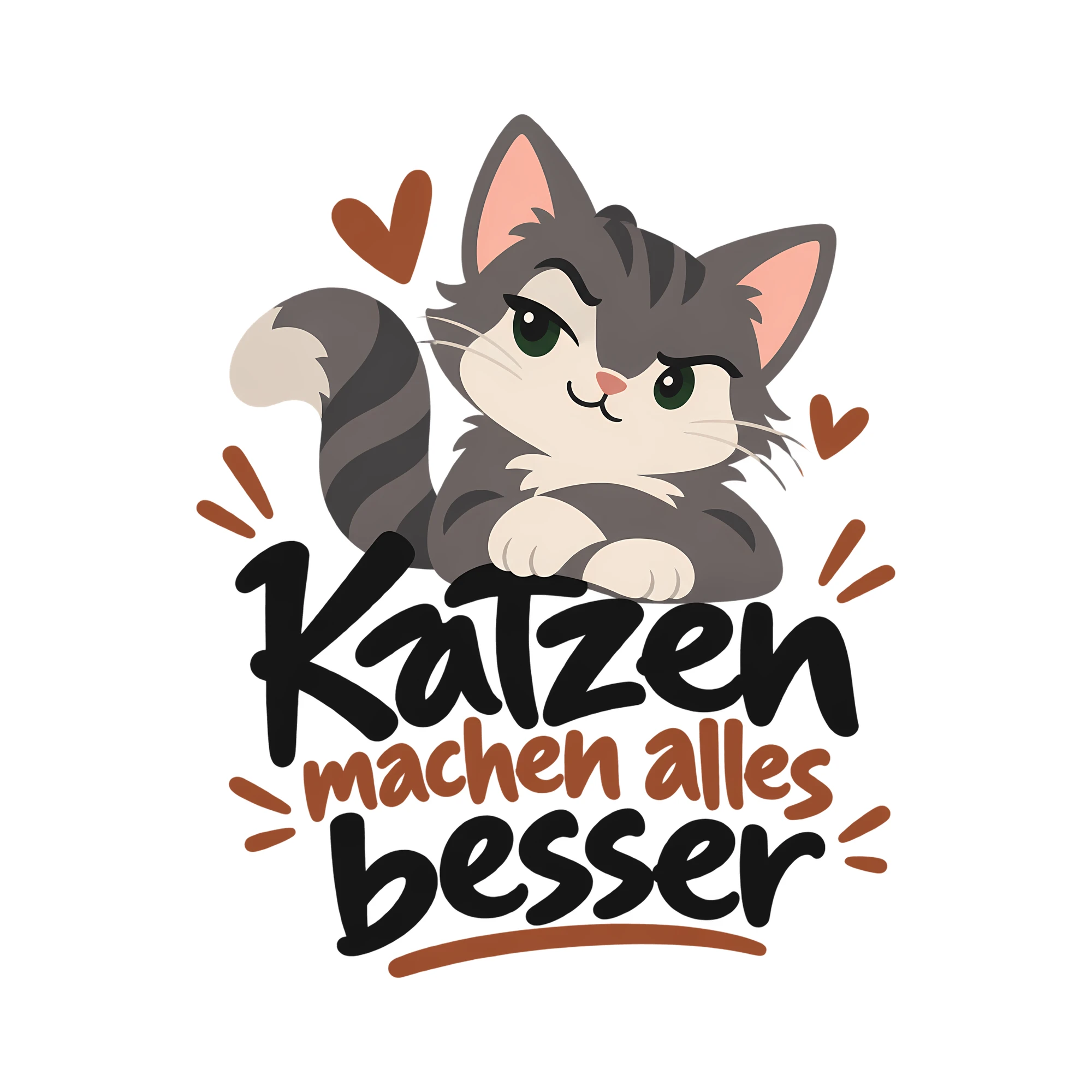 Bügelbild Katzen machen alles besser als Grafik auf weißem Hintergrund (BB012812)