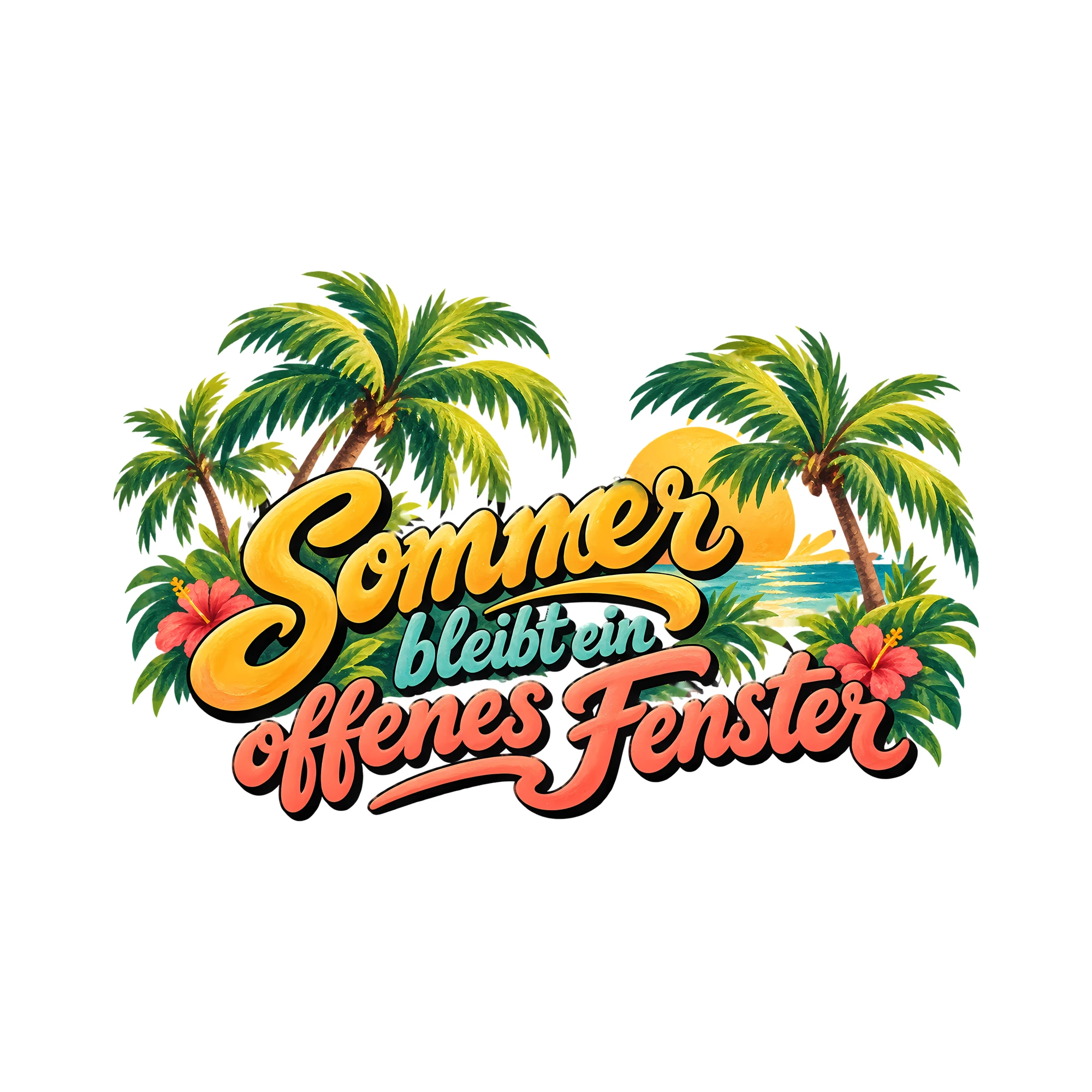 Bügelbild Sommer bleibt ein offenes Fenster als Grafik auf weißem Hintergrund (BB014416)
