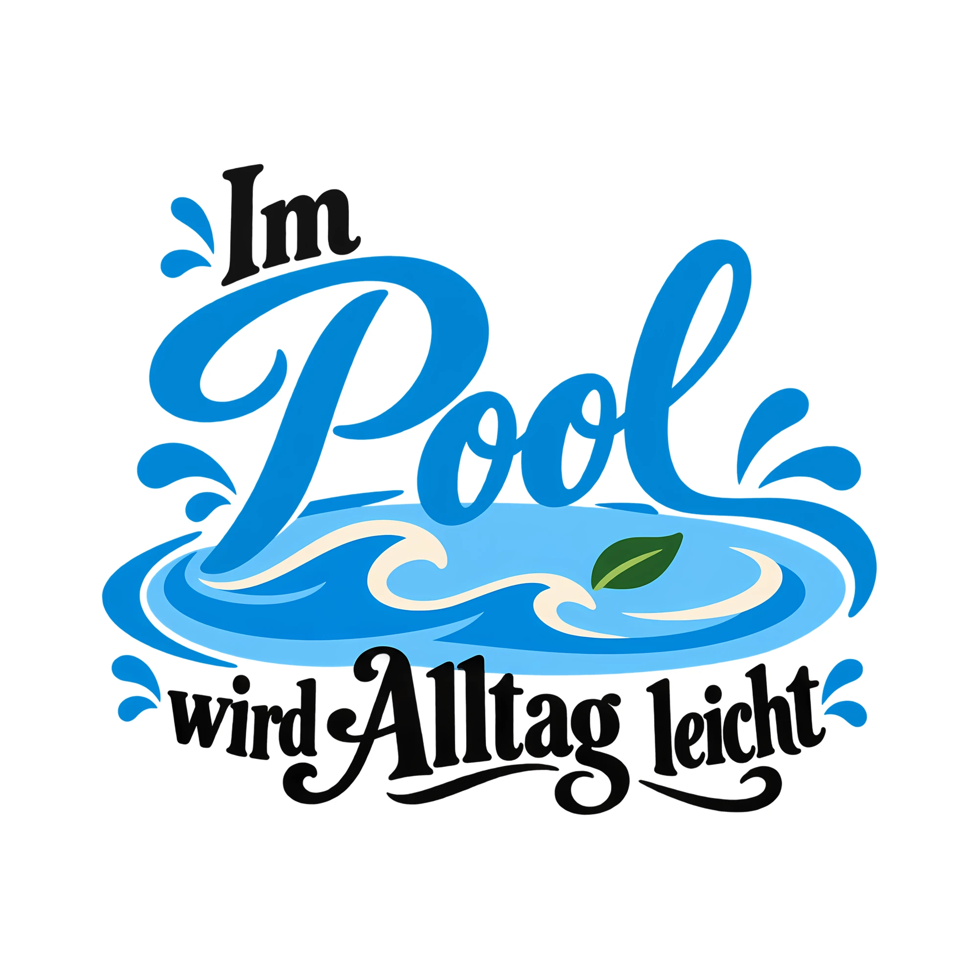 Bügelbild Im Pool wird Alltag leicht als Grafik auf weißem Hintergrund (BB014550)