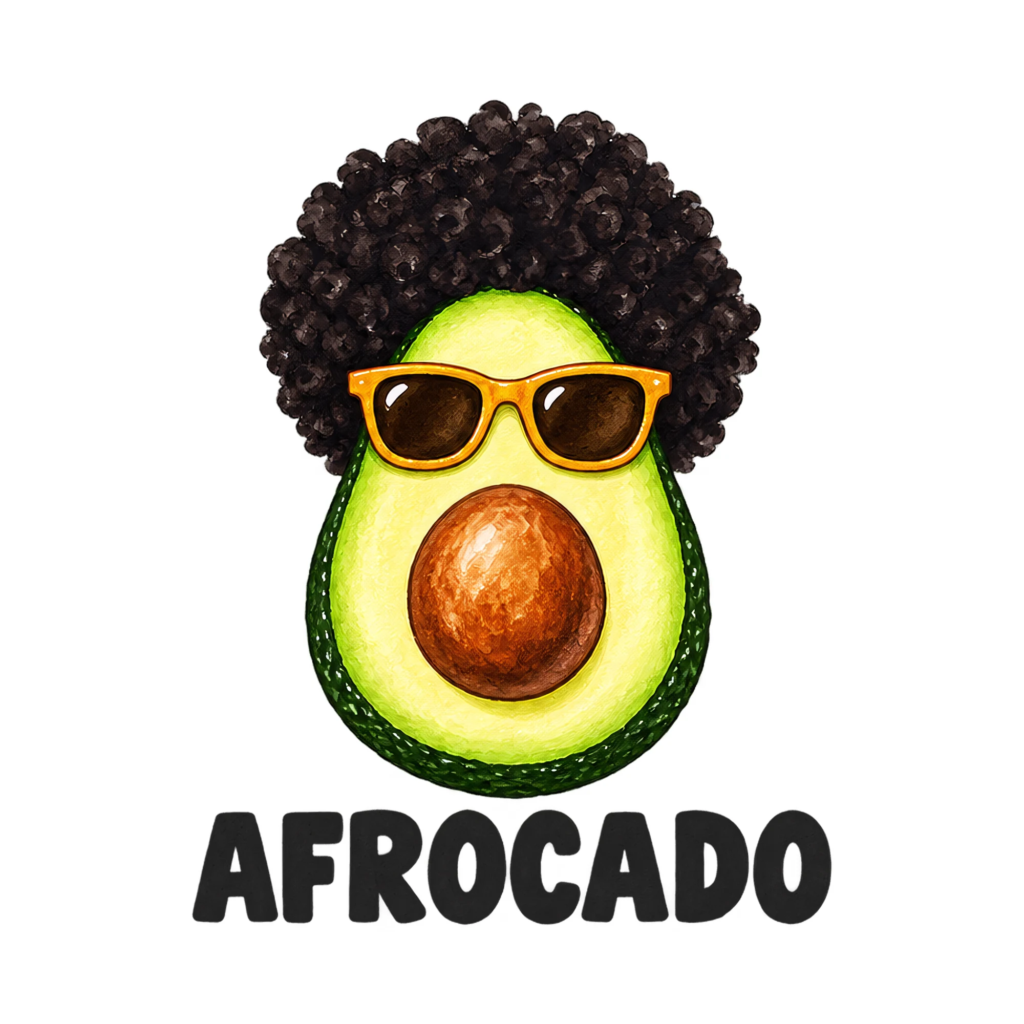 Bügelbild Afrocado, Lustiger Shirt Spruch als Grafik auf weißem Hintergrund (BB017979)