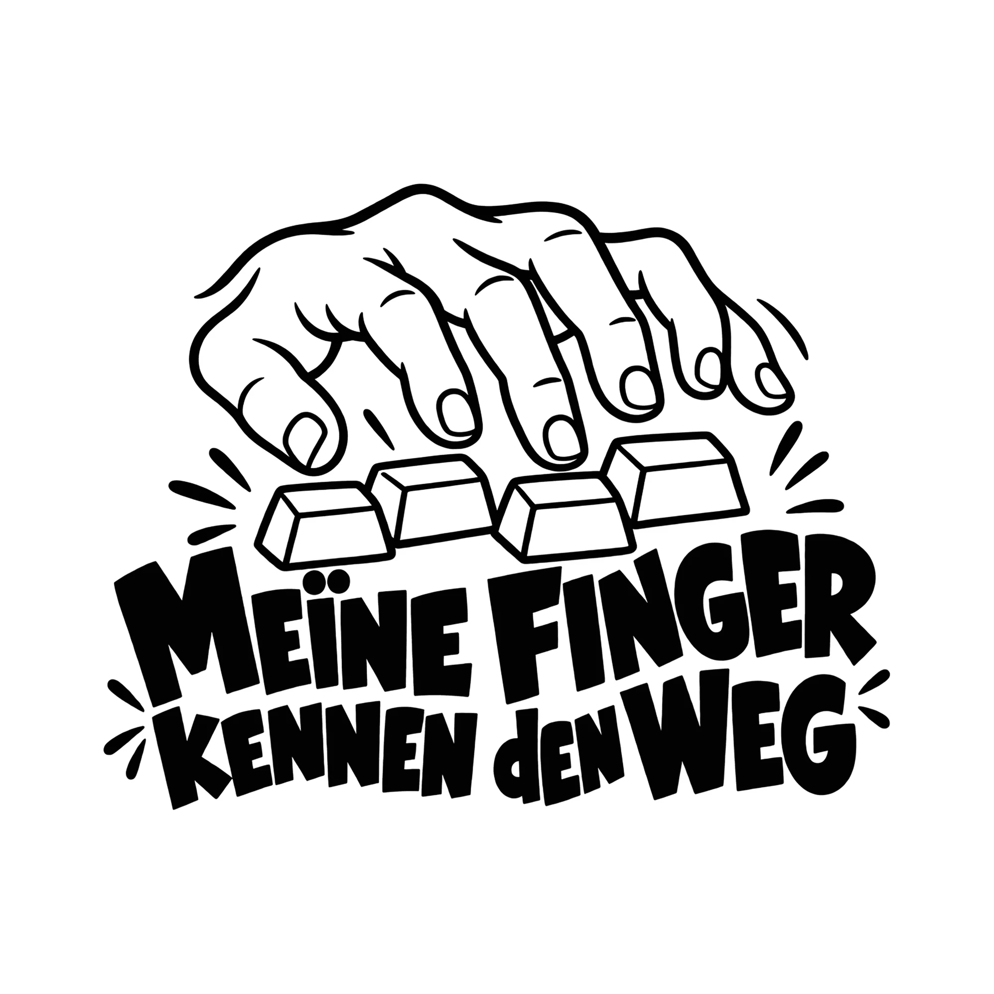 Bügelbild Meine Finger kennen den Weg als Grafik auf weißem Hintergrund (BB013093)