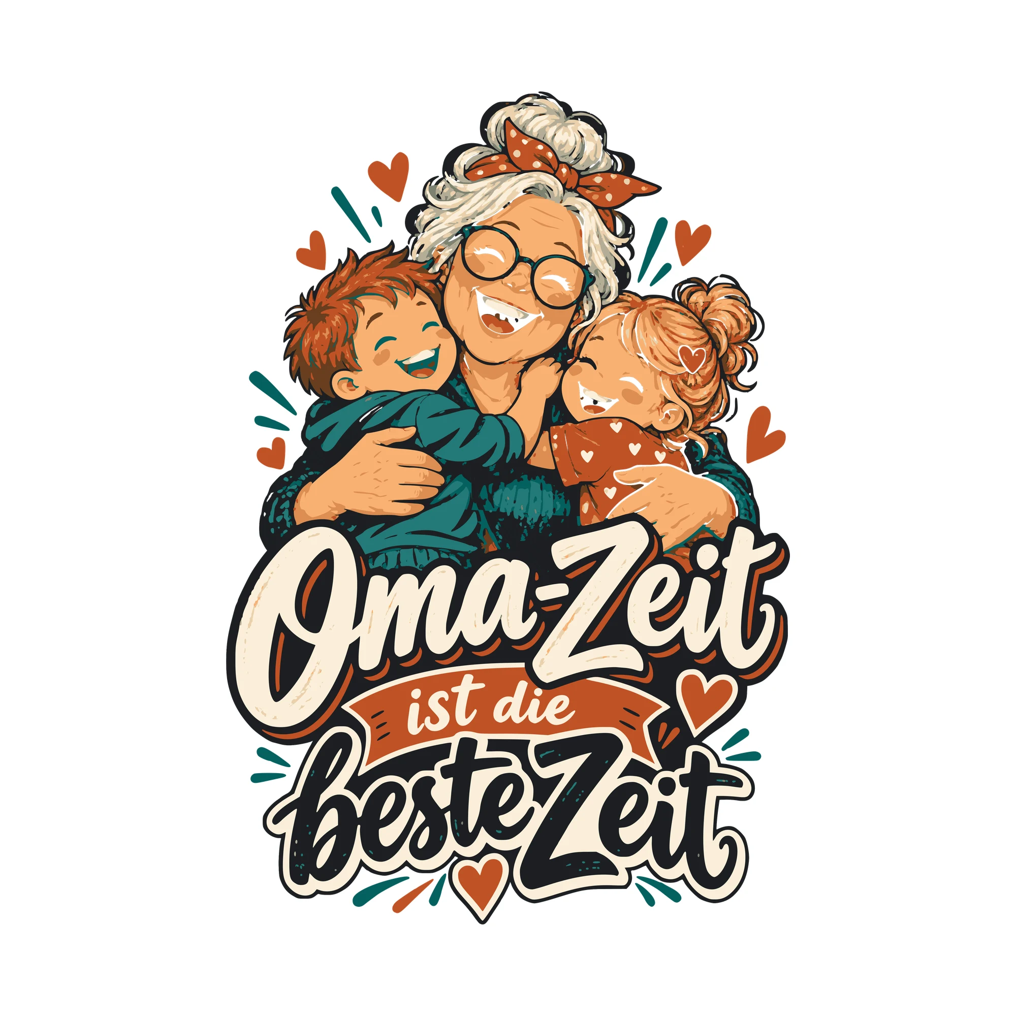 Bügelbild Oma-Zeit ist die beste Zeit als Grafik auf weißem Hintergrund (BB011191)