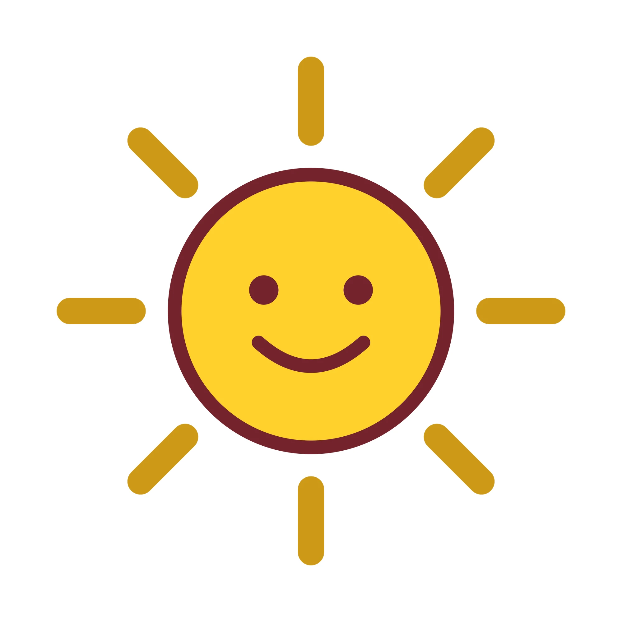 Bügelbild Sonne mit Gesicht als Grafik auf weißem Hintergrund (BB010343)