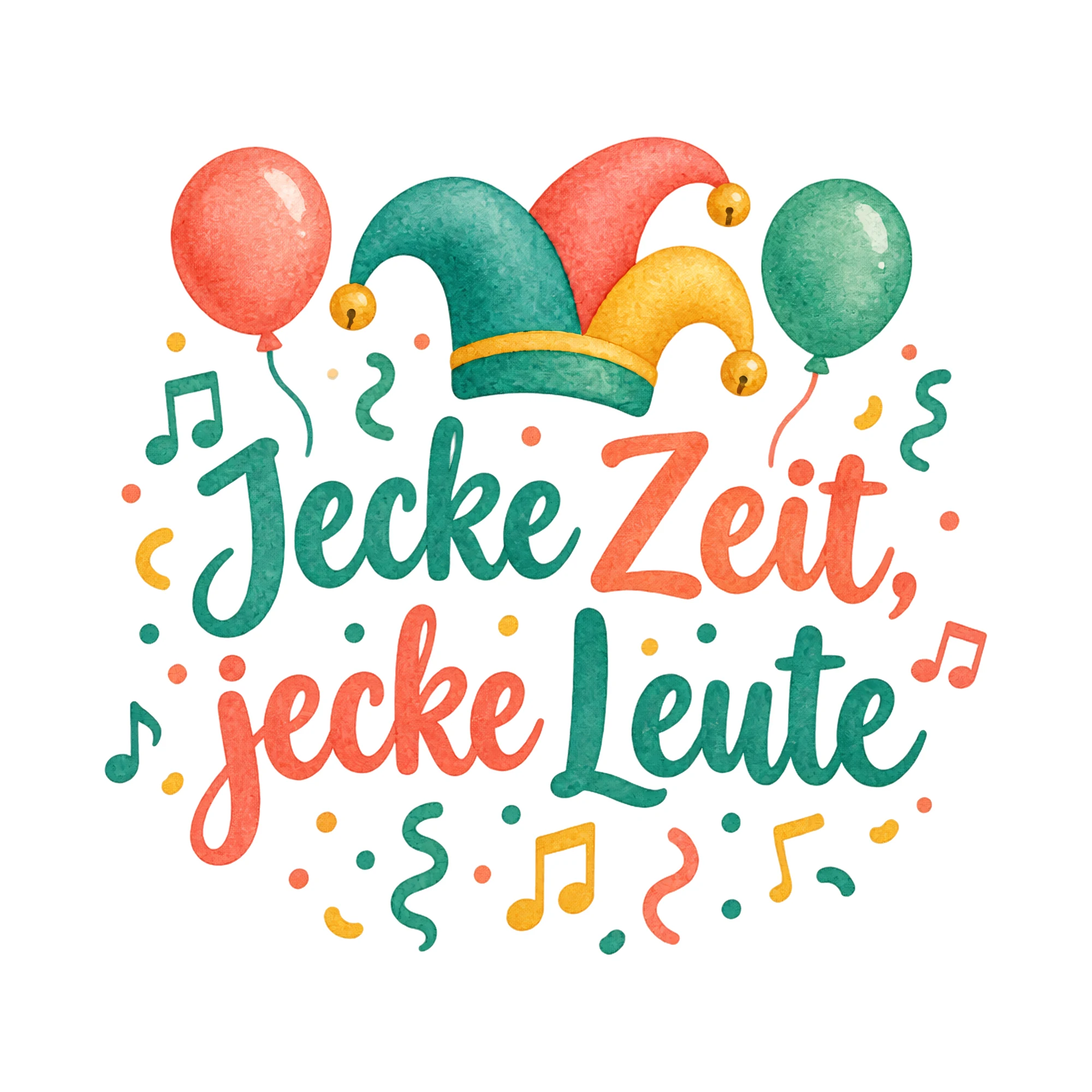 Bügelbild Jecke Zeit, jecke Leute, Vereine Shirt Spruch als Grafik auf weißem Hintergrund (BB020447)