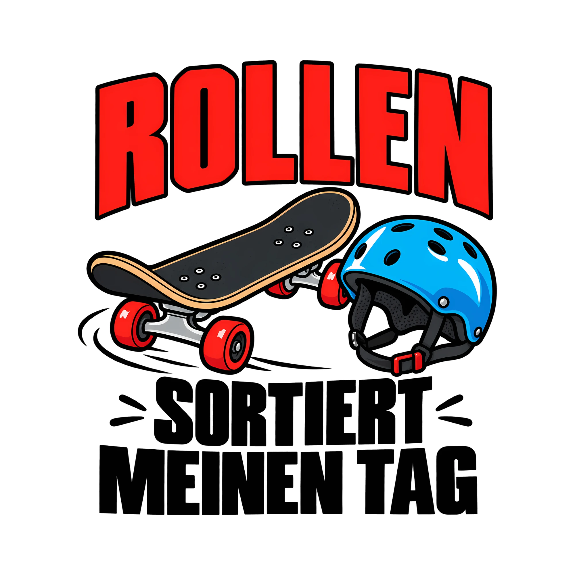Bügelbild ROLLEN SORTIERT MEINEN TAG als Grafik auf weißem Hintergrund (BB014399)
