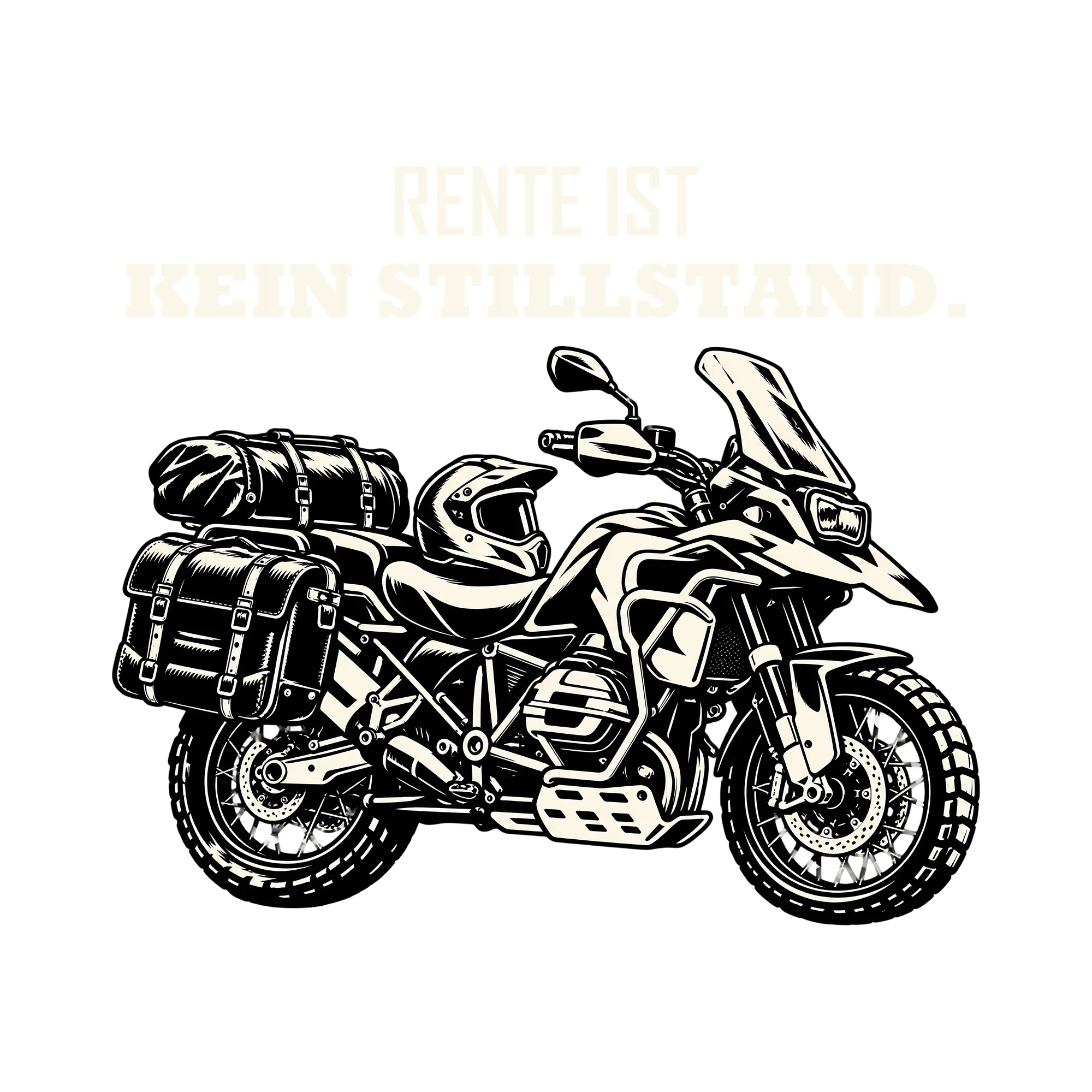 Bügelbild RENTE IST KEIN STILLSTAND. als Grafik auf weißem Hintergrund (BB011520)