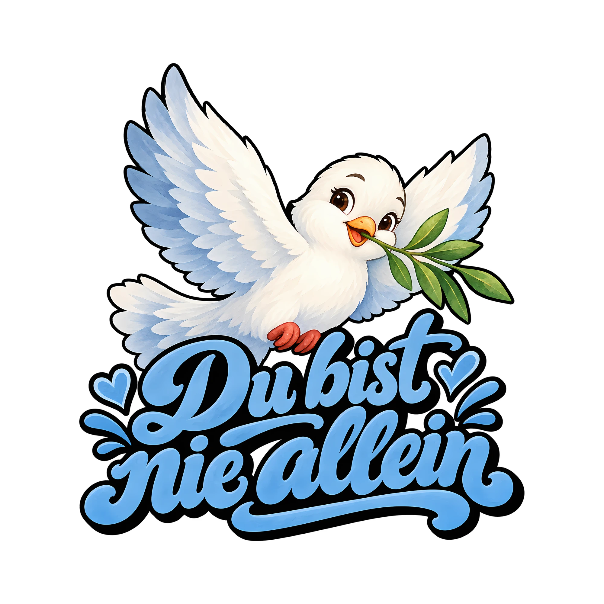Bügelbild Du bist nie allein als Grafik auf weißem Hintergrund (BB014122)