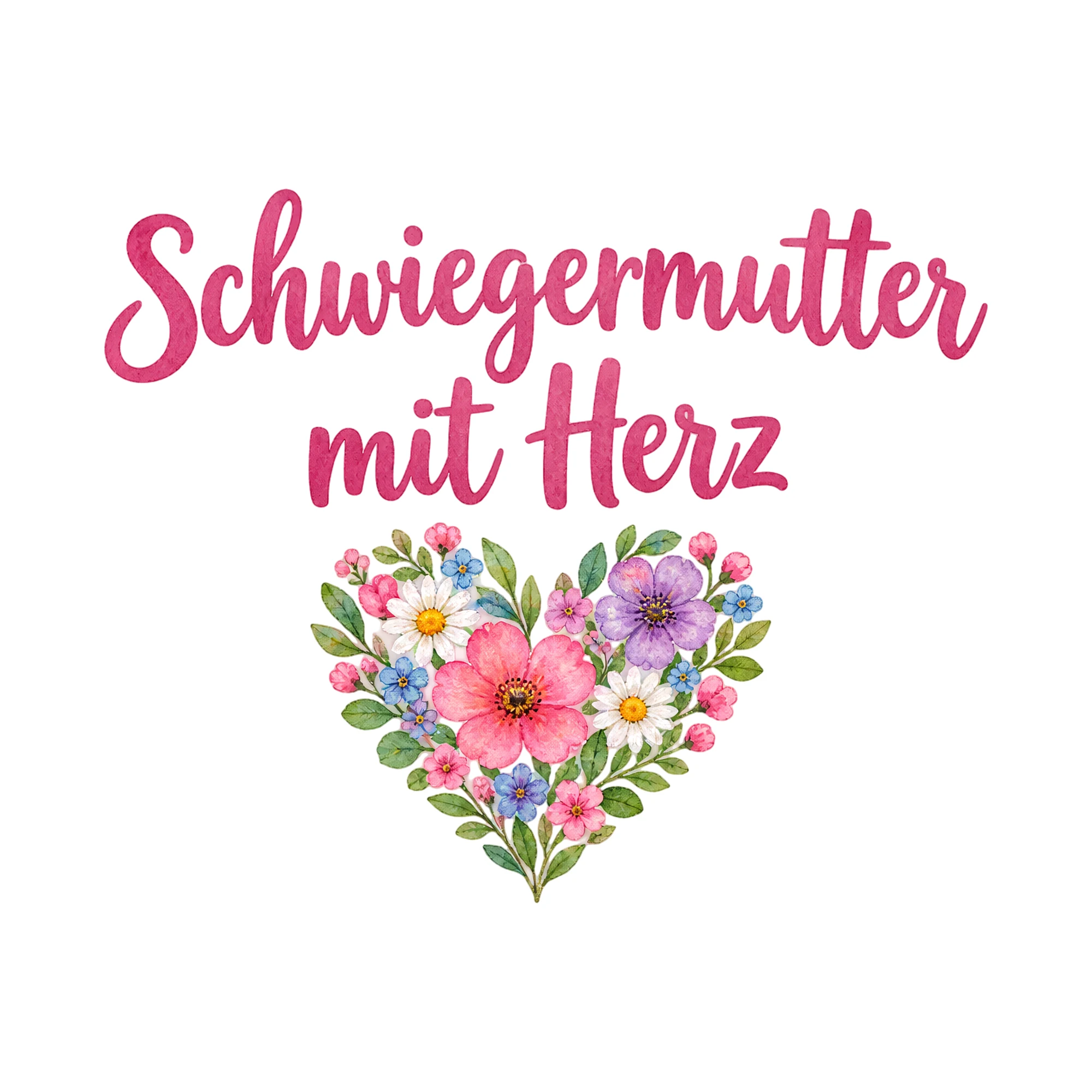 Bügelbild Schwiegermutter mit Herz als Grafik auf weißem Hintergrund (BB018695)