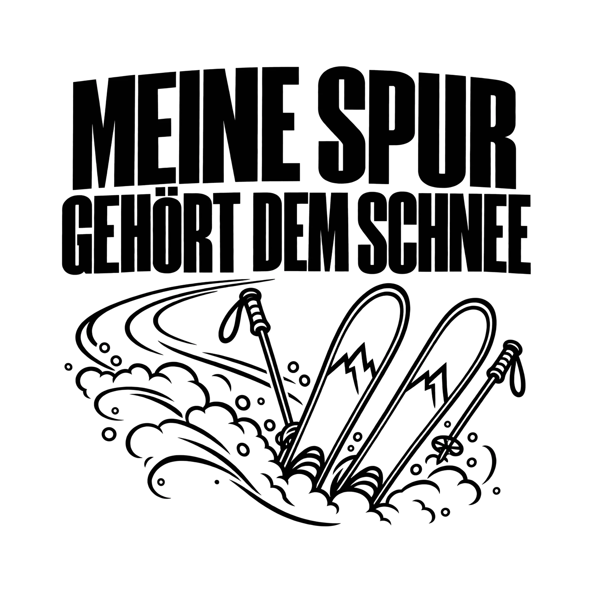 Bügelbild MEINE SPUR GEHÖRT DEM SCHNEE als Grafik auf weißem Hintergrund (BB014401)