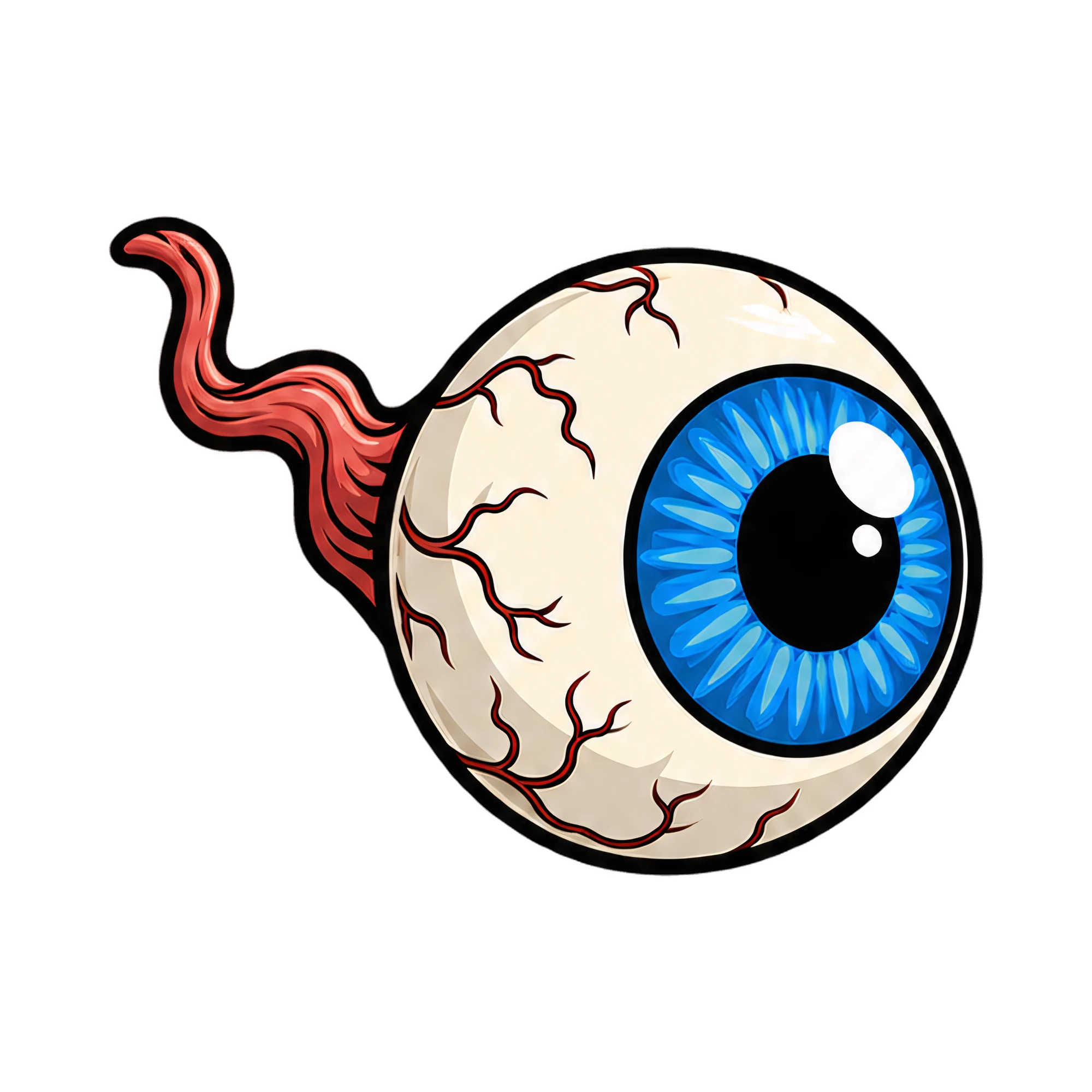 Bügelbild Augapfel mit blauer Iris, Lustiger Shirt Motiv als Grafik auf weißem Hintergrund (BB017474)