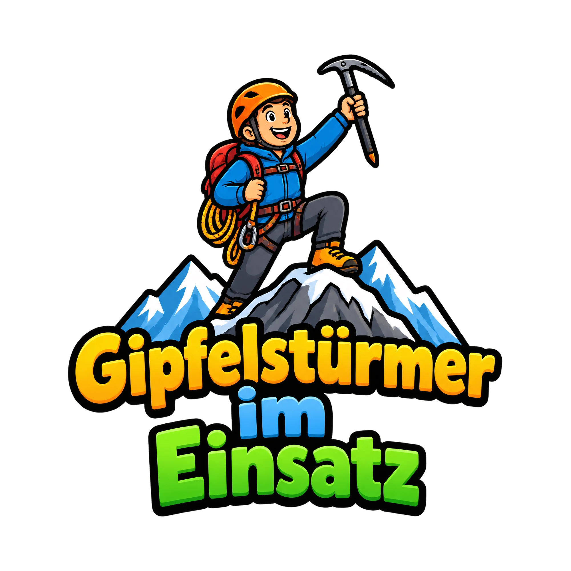 Bügelbild Gipfelstuermer im einsatz als Grafik auf weißem Hintergrund (BB016467)