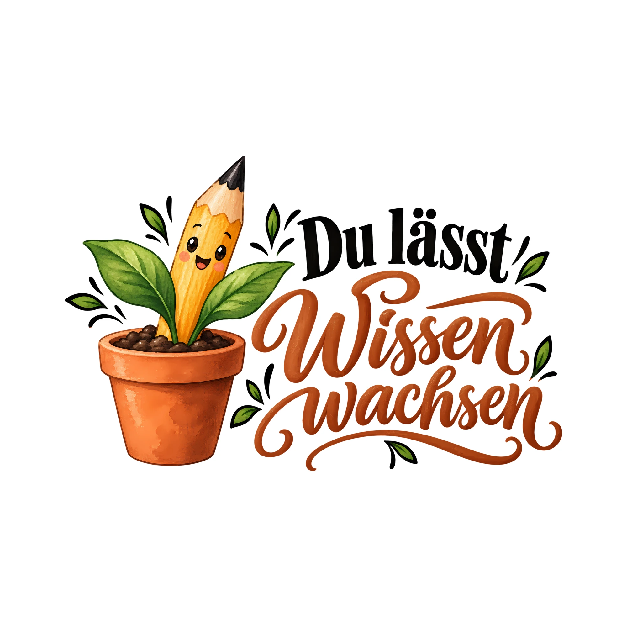 Bügelbild Du lässt Wissen wachsen als Grafik auf weißem Hintergrund (BB011646)
