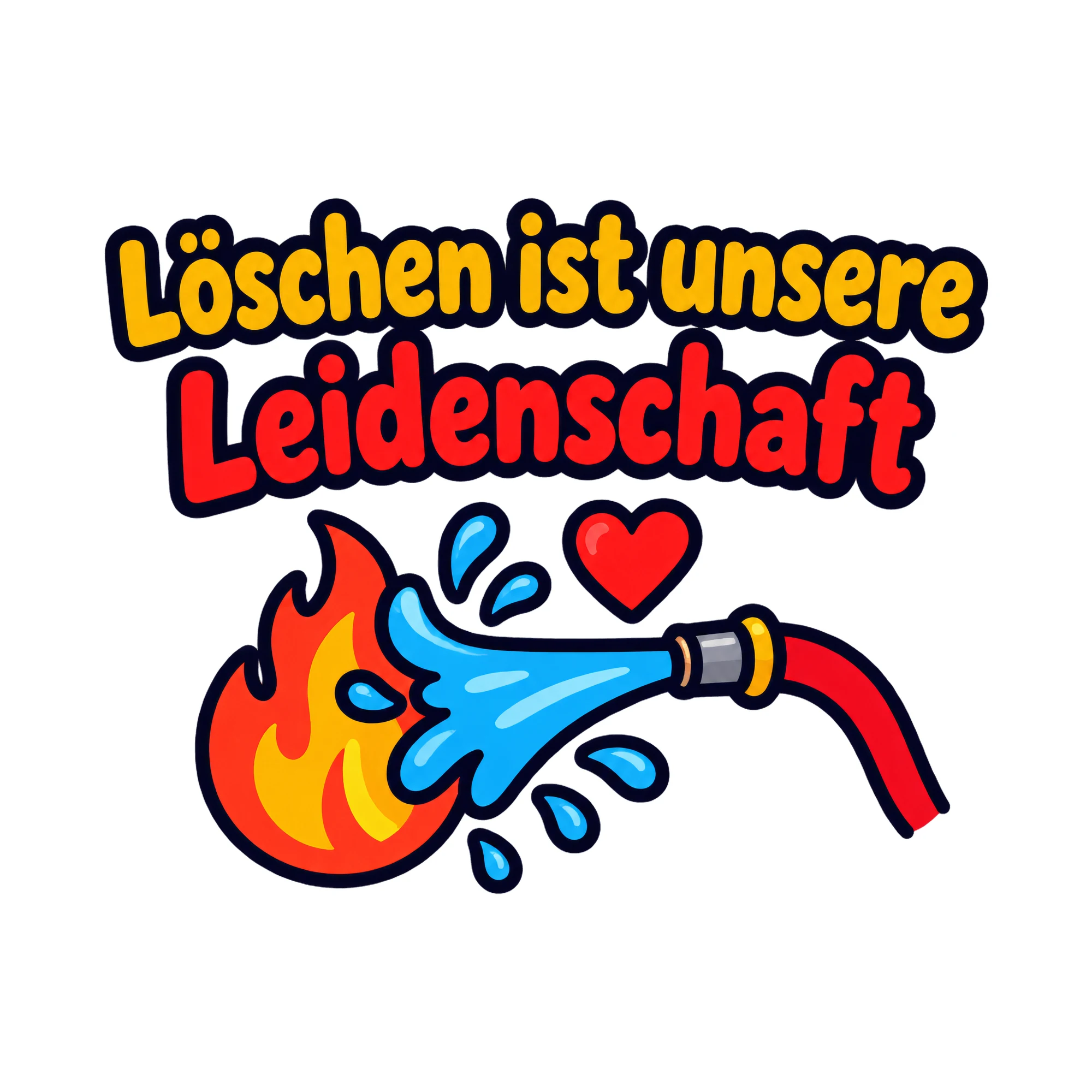 Bügelbild Löschen ist unsere Leidenschaft als Grafik auf weißem Hintergrund (BB020425)