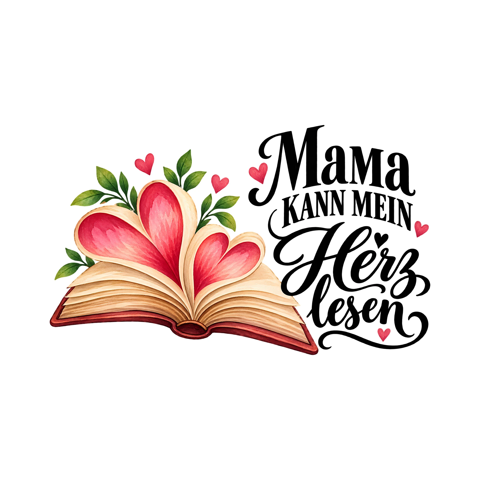 Bügelbild Mama kann mein Herz lesen als Grafik auf weißem Hintergrund (BB012420)