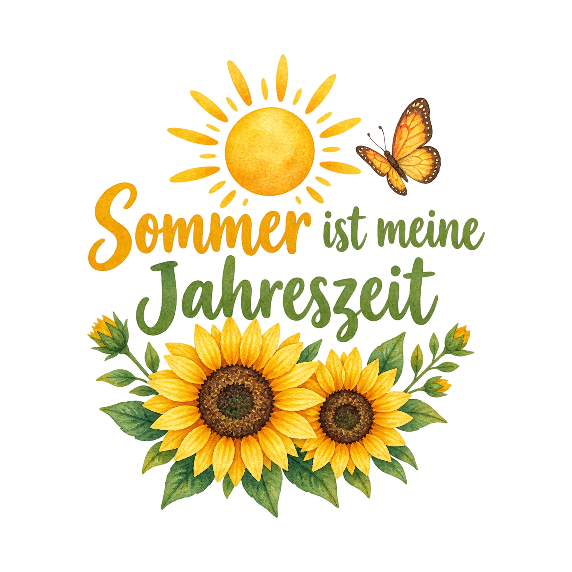 Bügelbild Sommer ist meine Jahreszeit als Grafik auf weißem Hintergrund (BB019691)