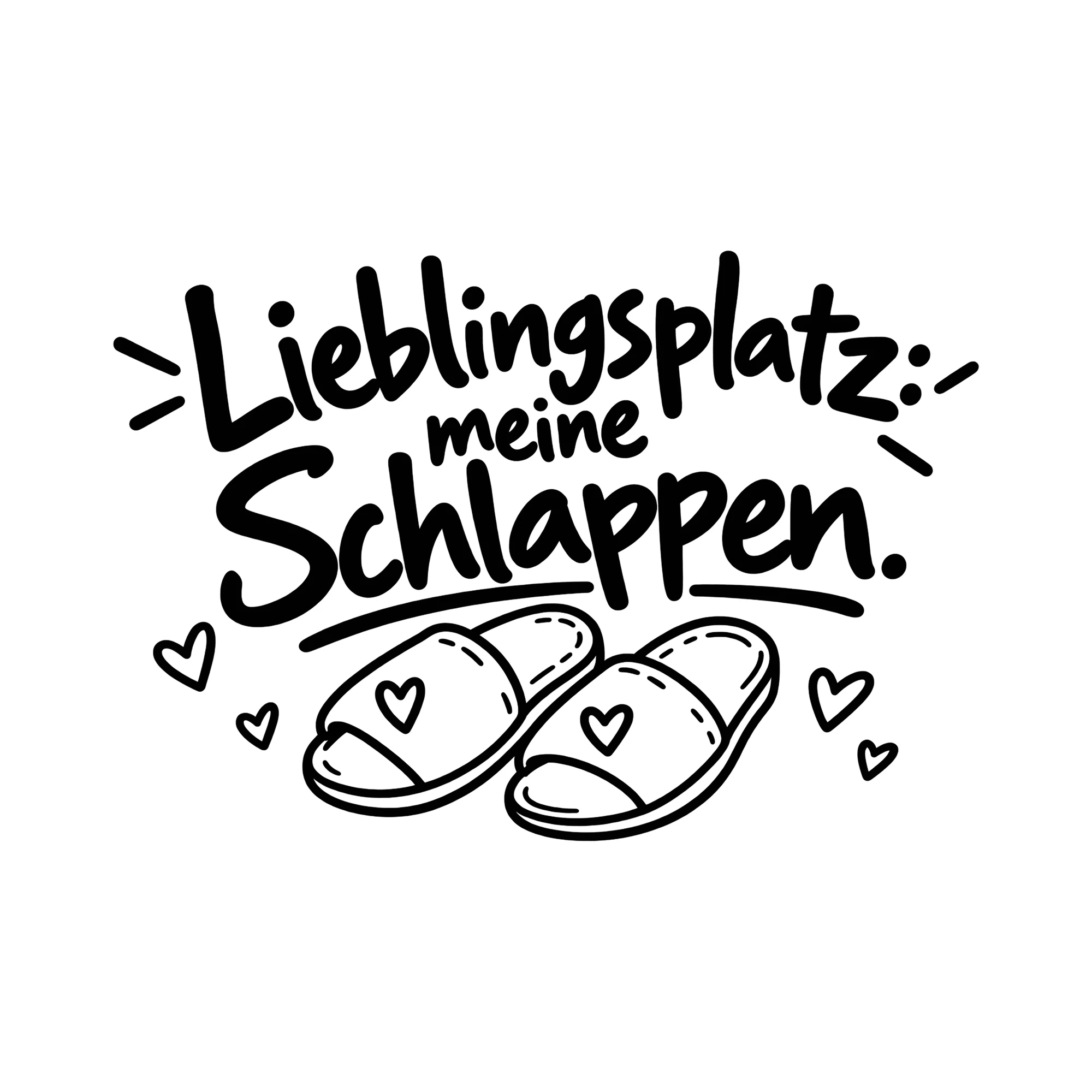 Bügelbild Lieblingsplatz: meine Schlappen. als Grafik auf weißem Hintergrund (BB014169)