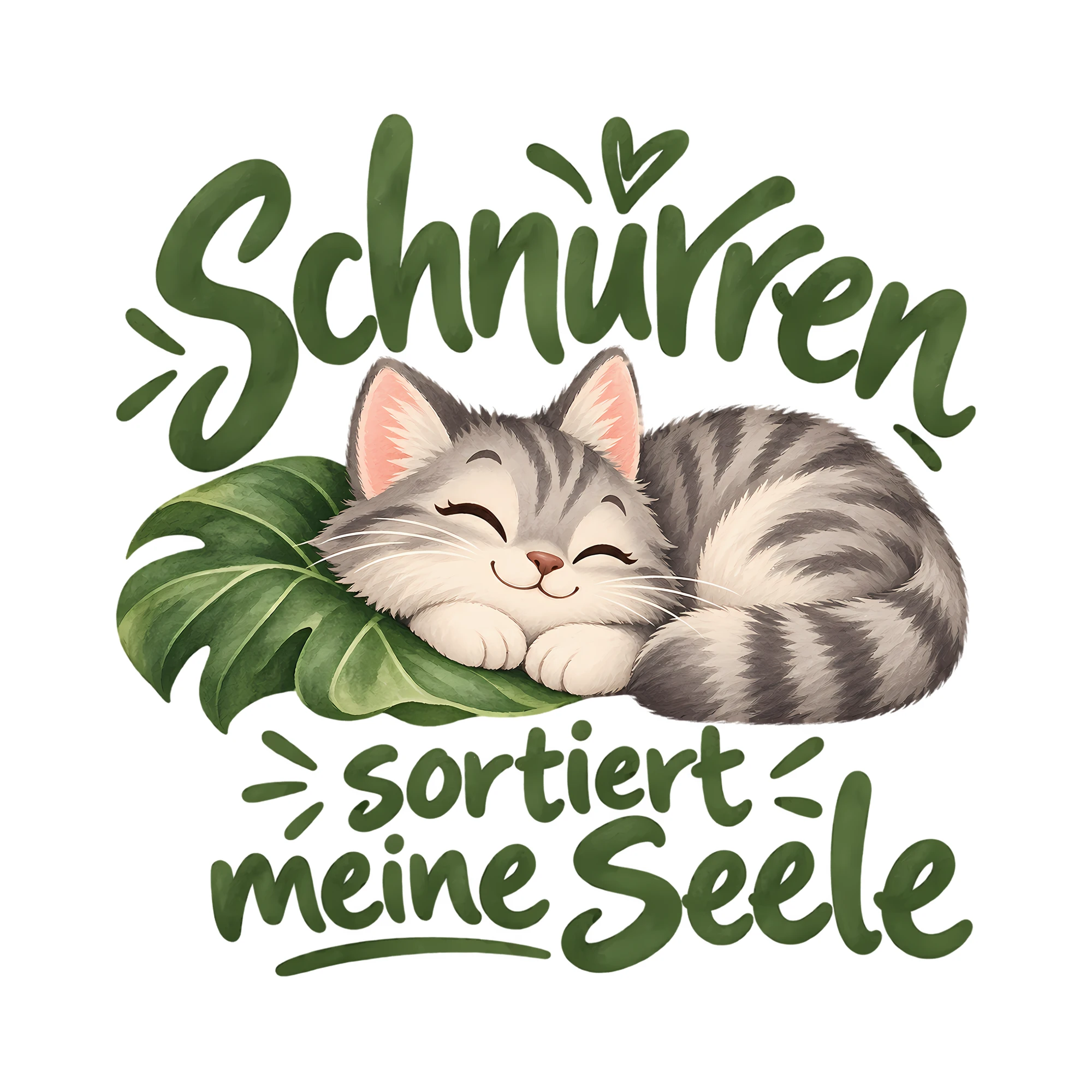 Bügelbild Schnurren sortiert meine Seele als Grafik auf weißem Hintergrund (BB011737)