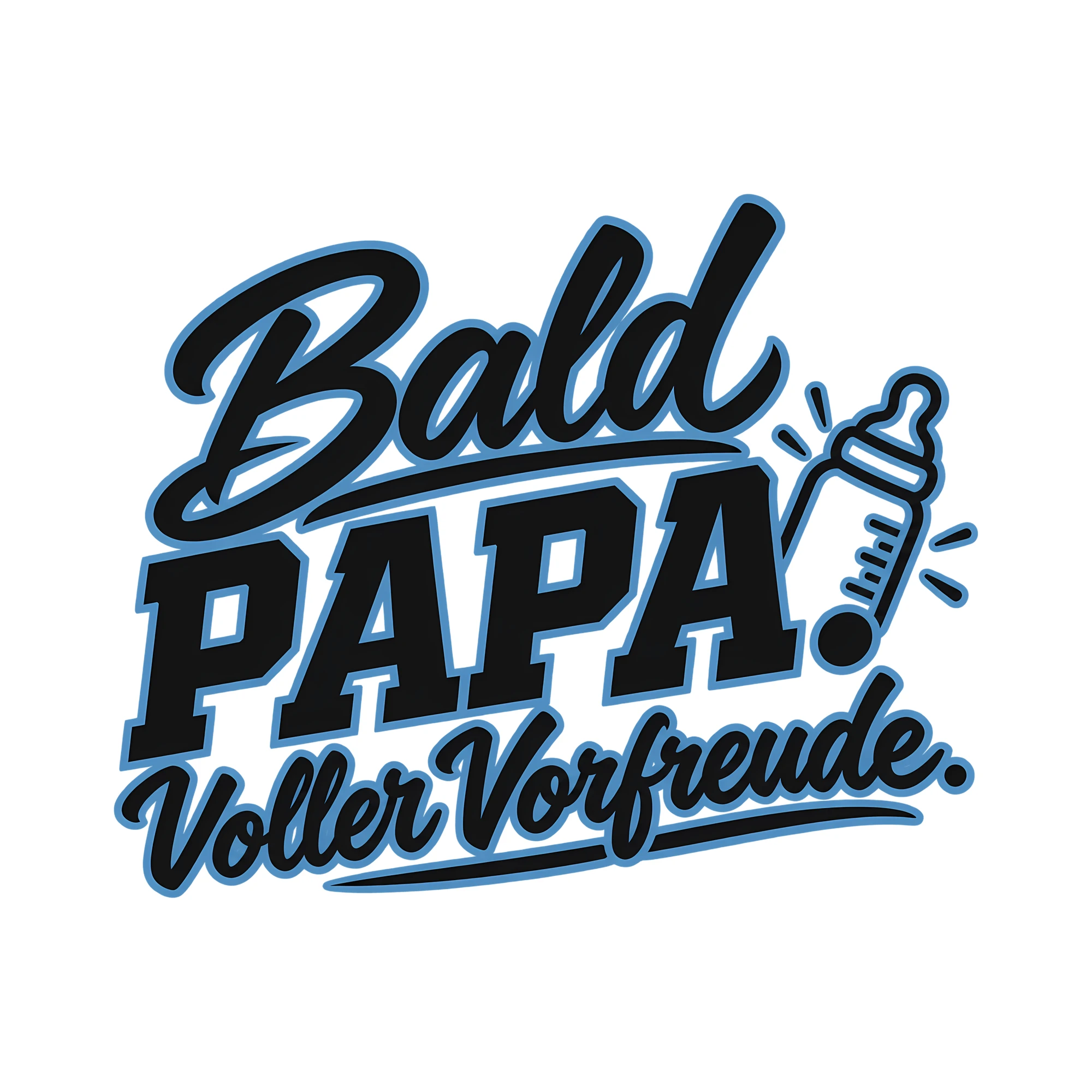 Bügelbild Bald Papa. Voller Vorfreude. als Grafik auf weißem Hintergrund (BB012336)