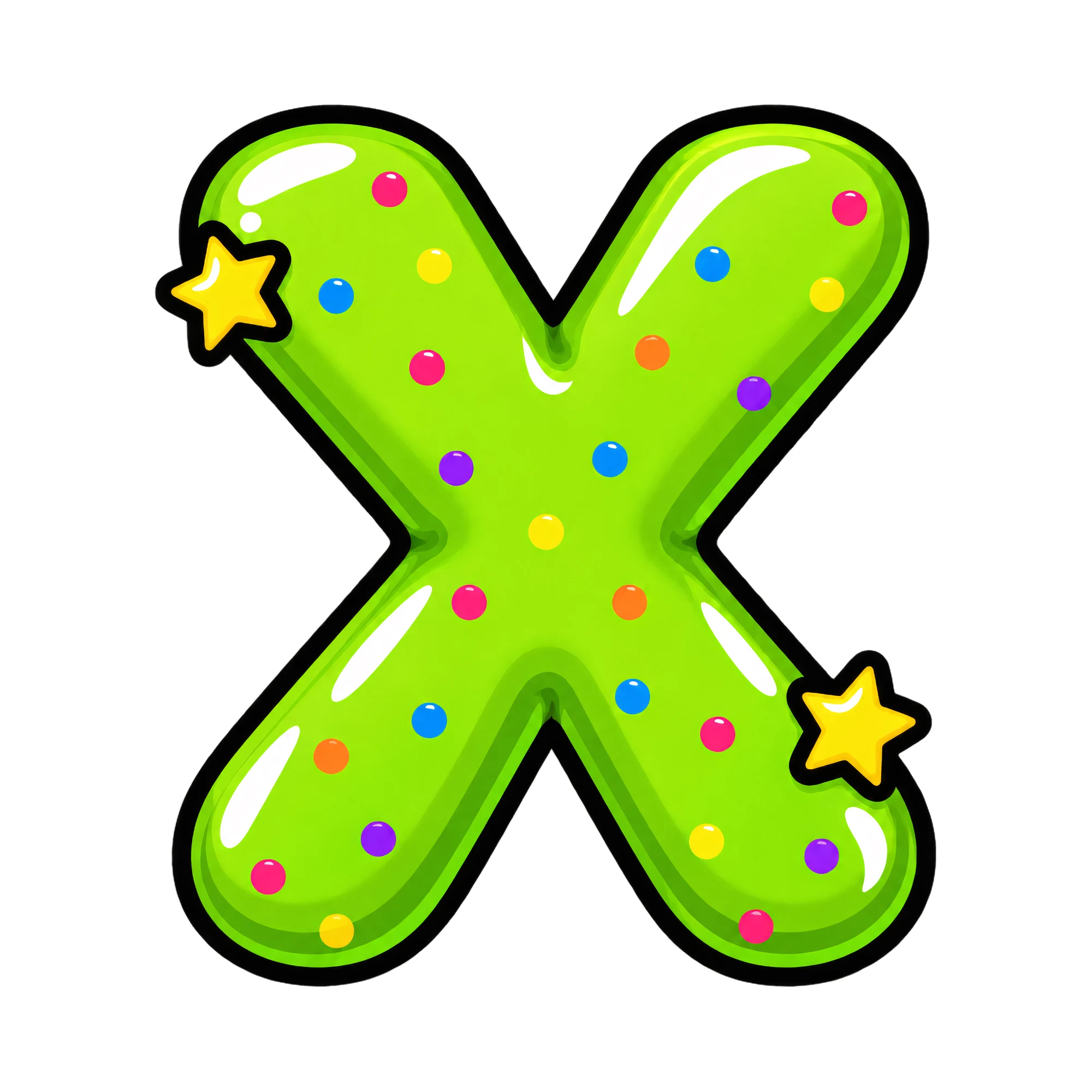 Bügelbild Buchstabe X im Comic-Ballon-Stil, Buchstaben Bügelbild als Grafik auf weißem Hintergrund (BB016334)