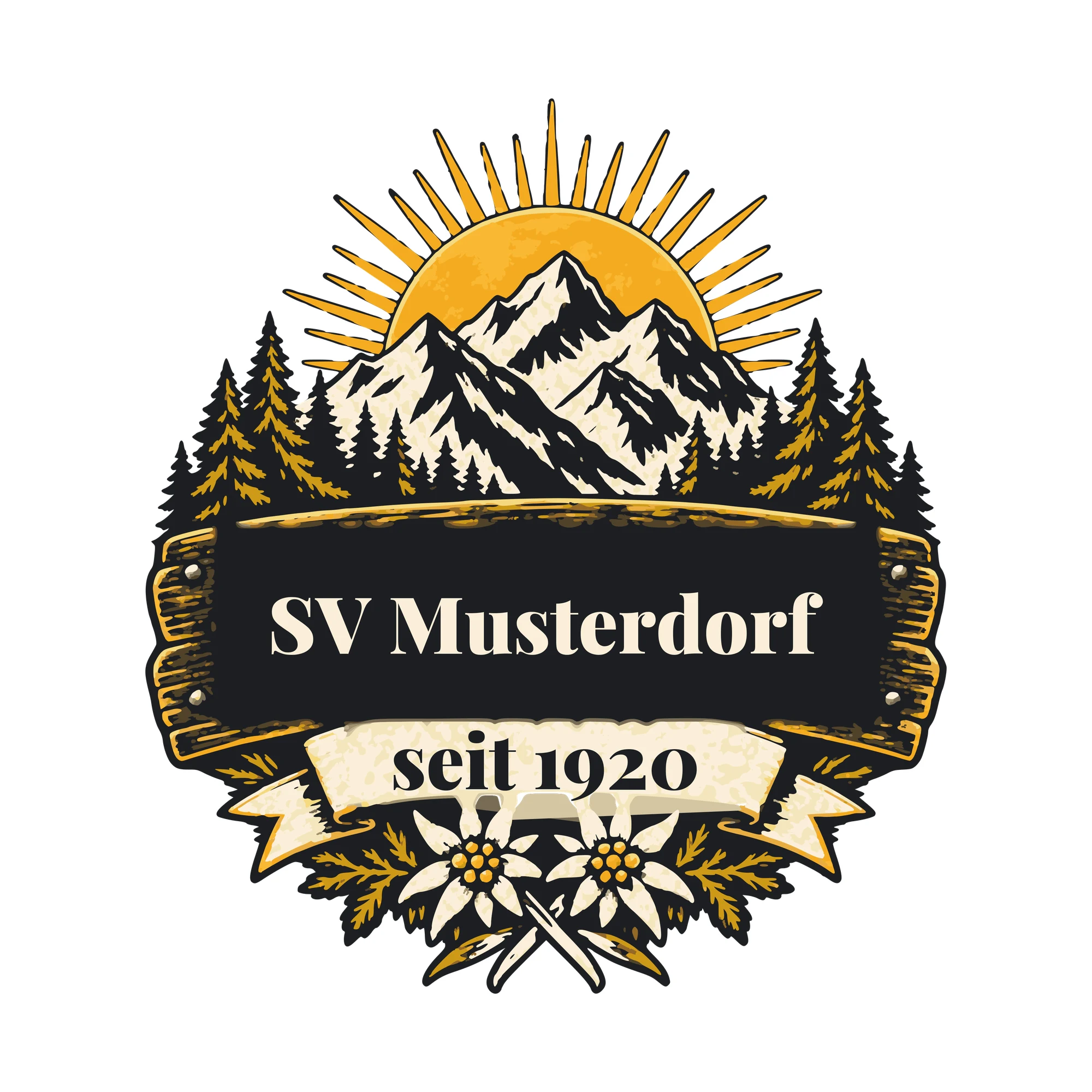 Bügelbild Verein seit mit Vereinsname und Jahr als Grafik auf weißem Hintergrund (BB011055)
